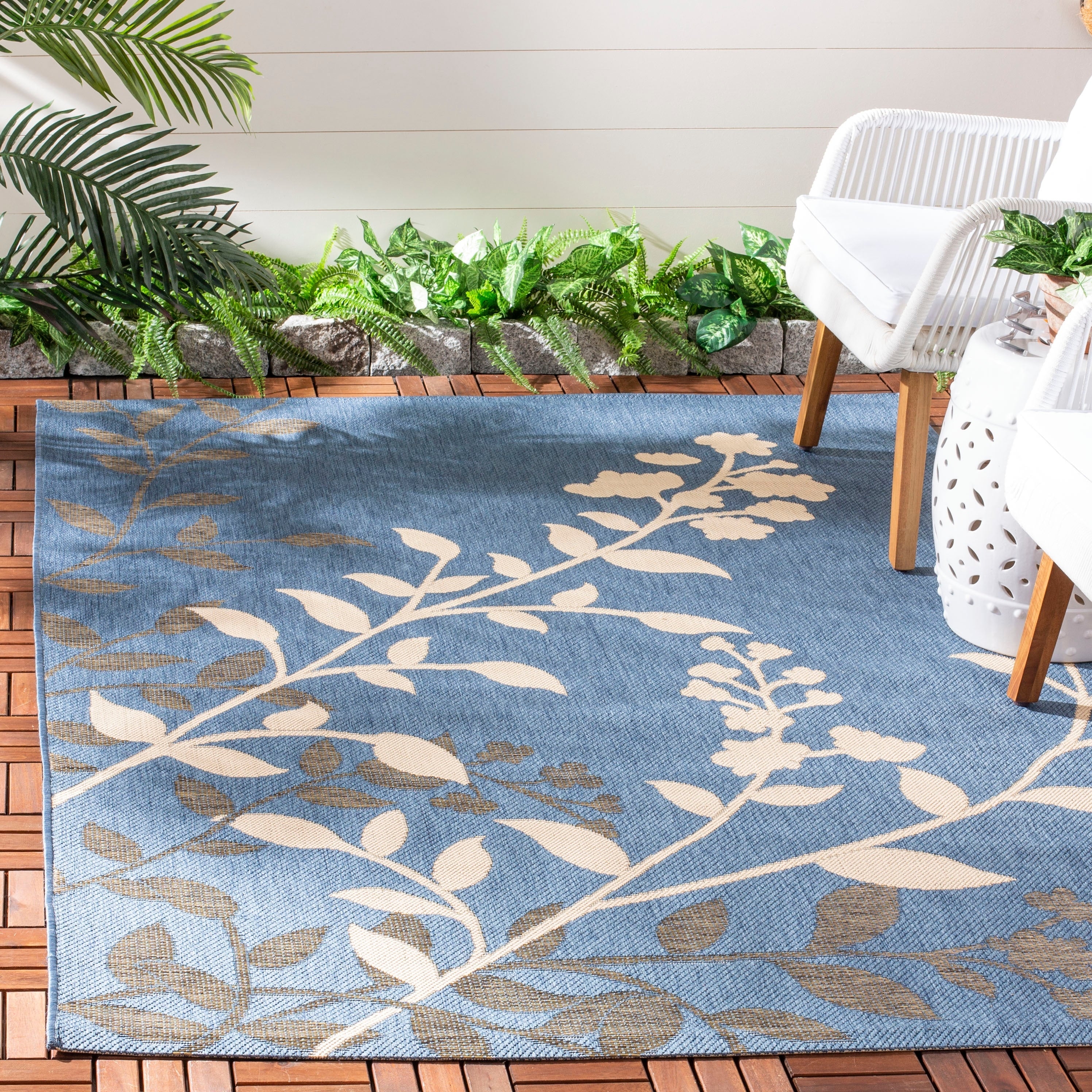 SAFAVIEH Courtyard Luann Botanical Indoor/ Outdoor Waterproof Patio Backyard Rug