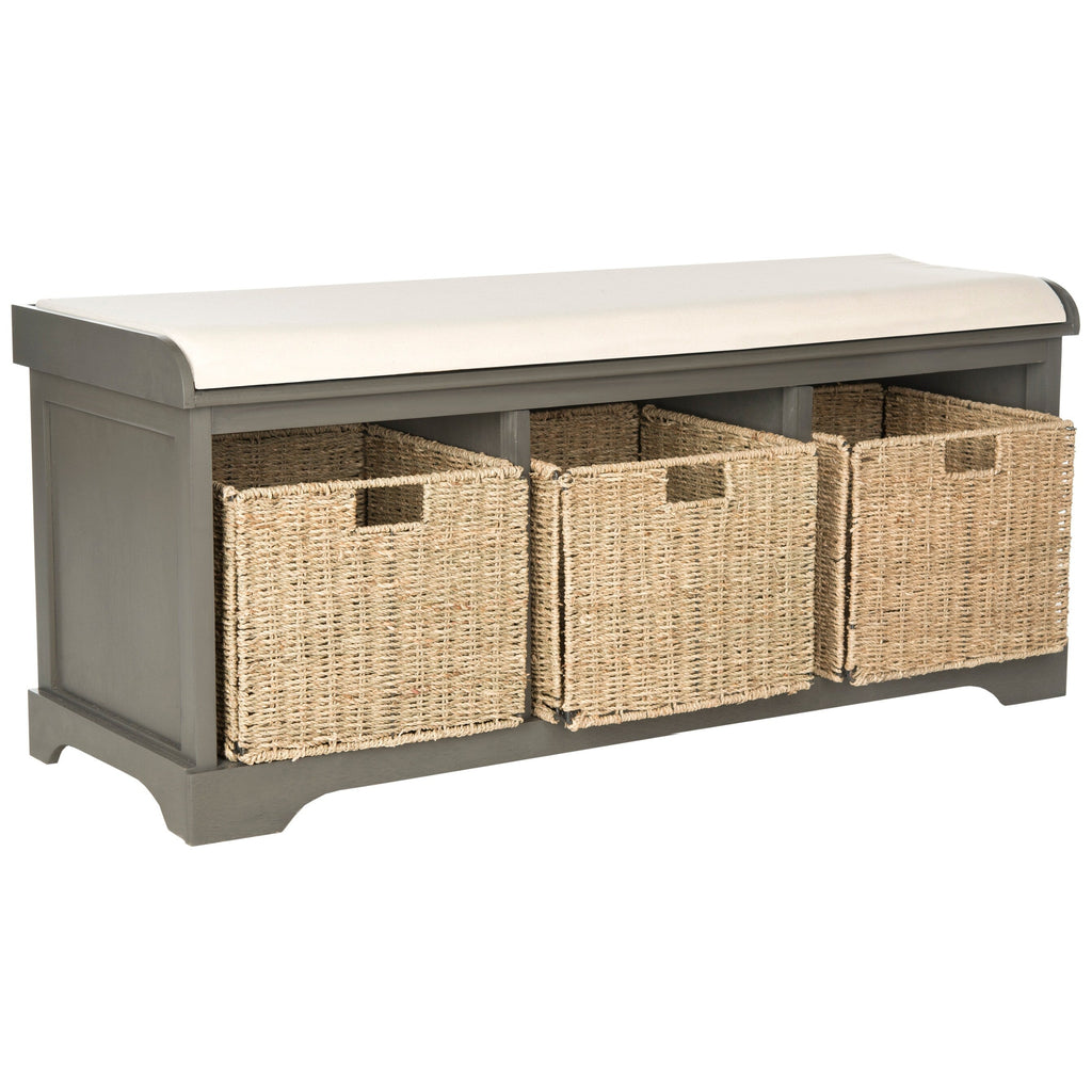 Banc de rangement SAFAVIEH Eola gris/blanc - 47 x 16,1 x 19,9 - 47 L x 16 P x 20 H