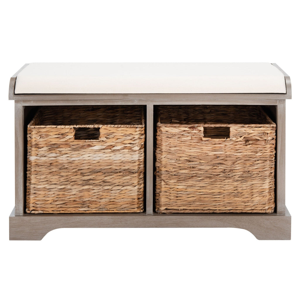 Banc de rangement tressé marron Euphemia de SAFAVIEH - 33,5 x 16,1 x 19,9 - 34 L x 16 P x 20 H