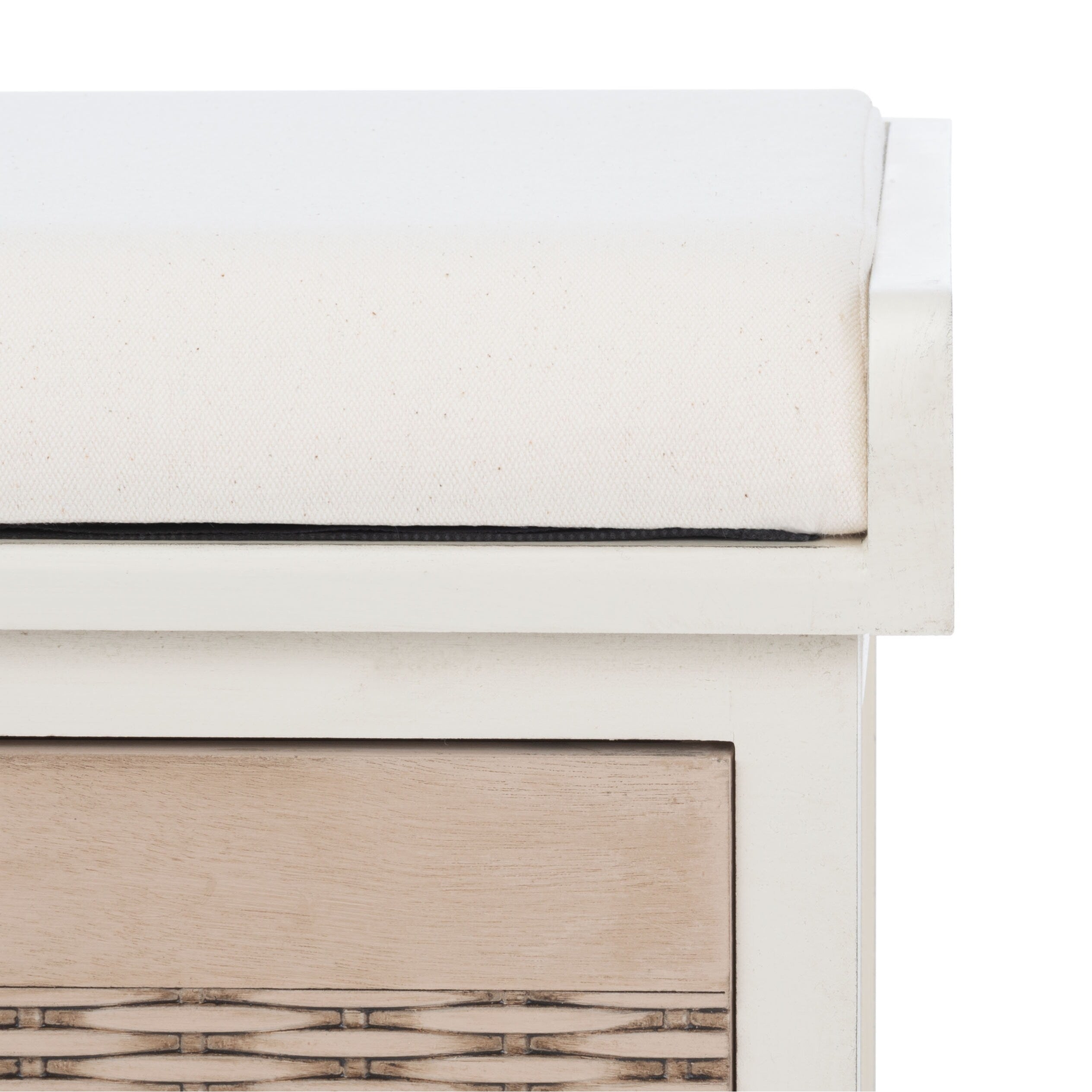 Banc de rangement à 3 tiroirs SAFAVIEH Fiorello avec coussins - 47,3 L x 15 L x 19 H - 47 L x 15 P x 19 H