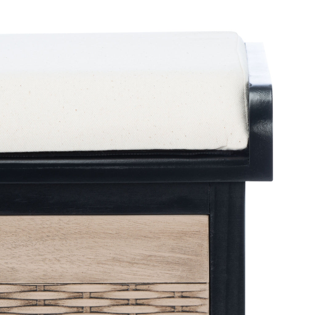 Banc de rangement à 3 tiroirs SAFAVIEH Fiorello avec coussins - 47,3 L x 15 L x 19 H - 47 L x 15 P x 19 H