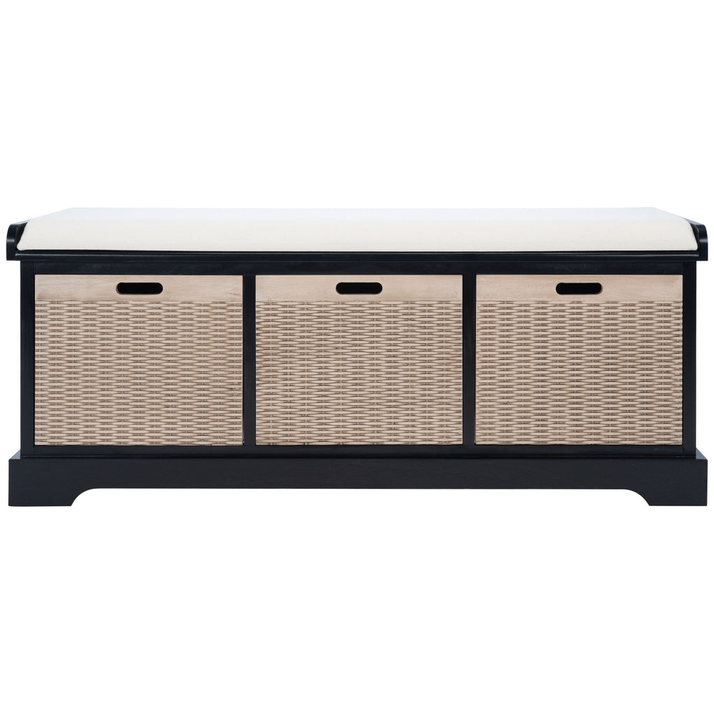 Banc de rangement à 3 tiroirs SAFAVIEH Fiorello avec coussins - 47,3 L x 15 L x 19 H - 47 L x 15 P x 19 H
