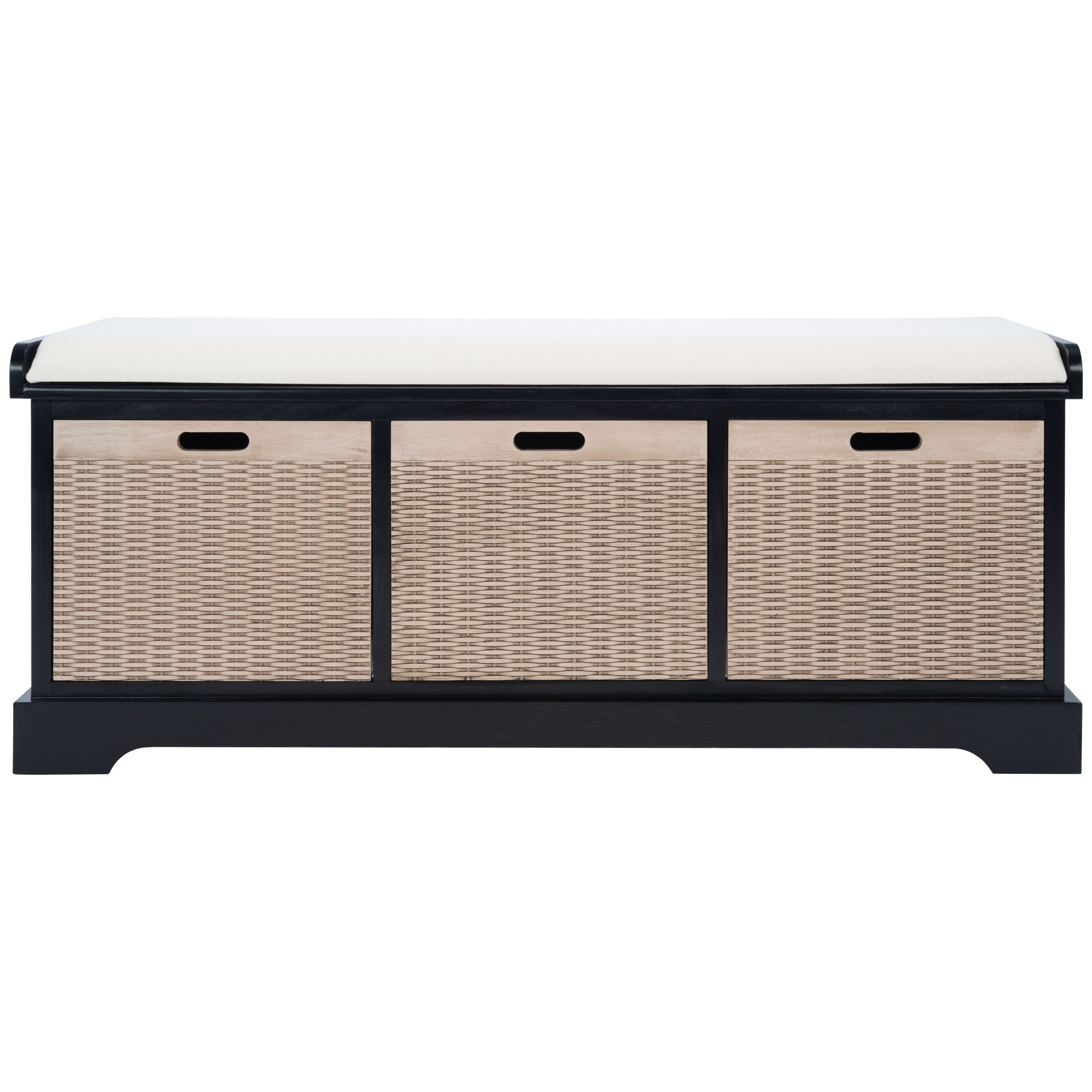 Banc de rangement à 3 tiroirs SAFAVIEH Fiorello avec coussins - 47,3 L x 15 L x 19 H - 47 L x 15 P x 19 H