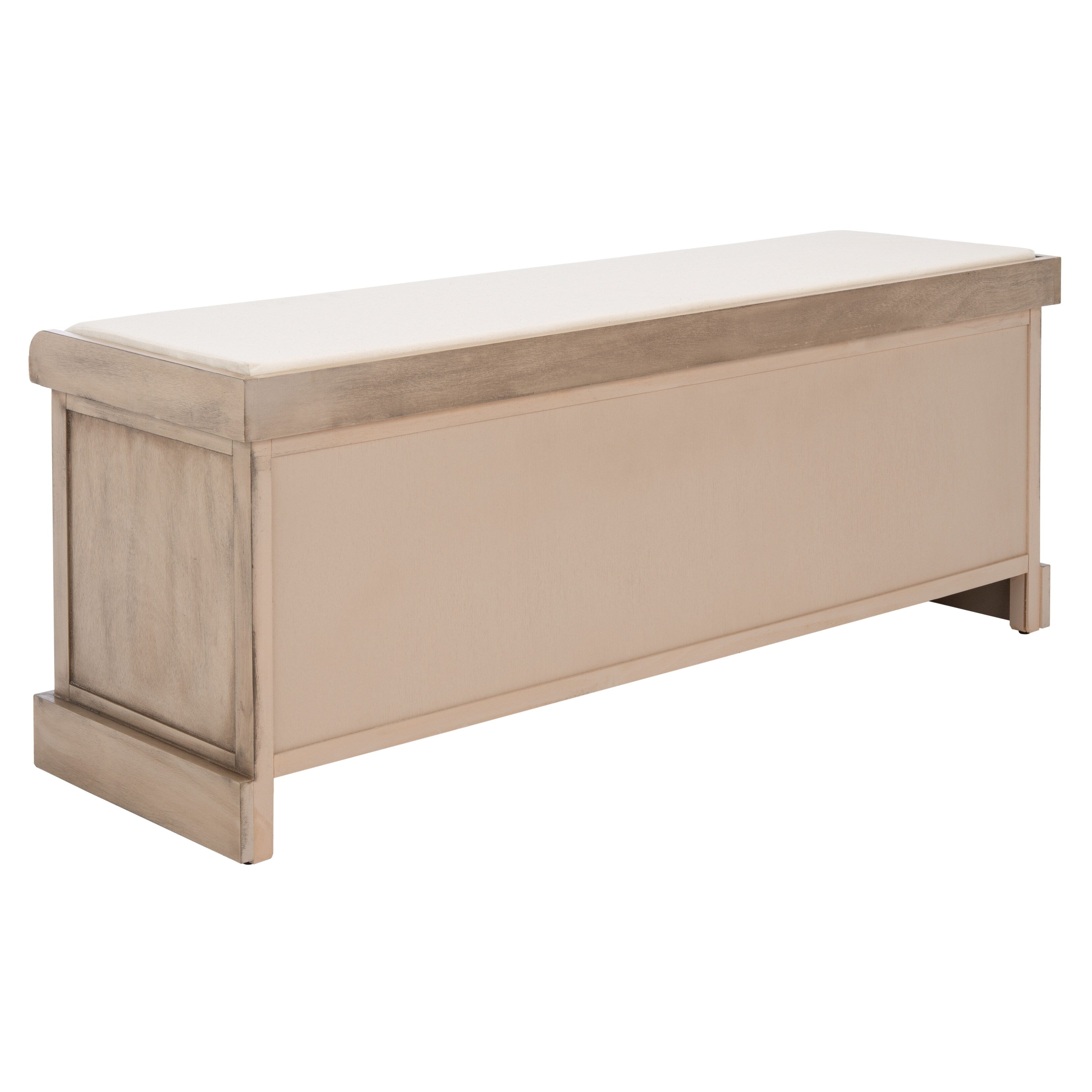 Banc de rangement à 3 tiroirs SAFAVIEH Fiorello avec coussins - 47,3 L x 15 L x 19 H - 47 L x 15 P x 19 H
