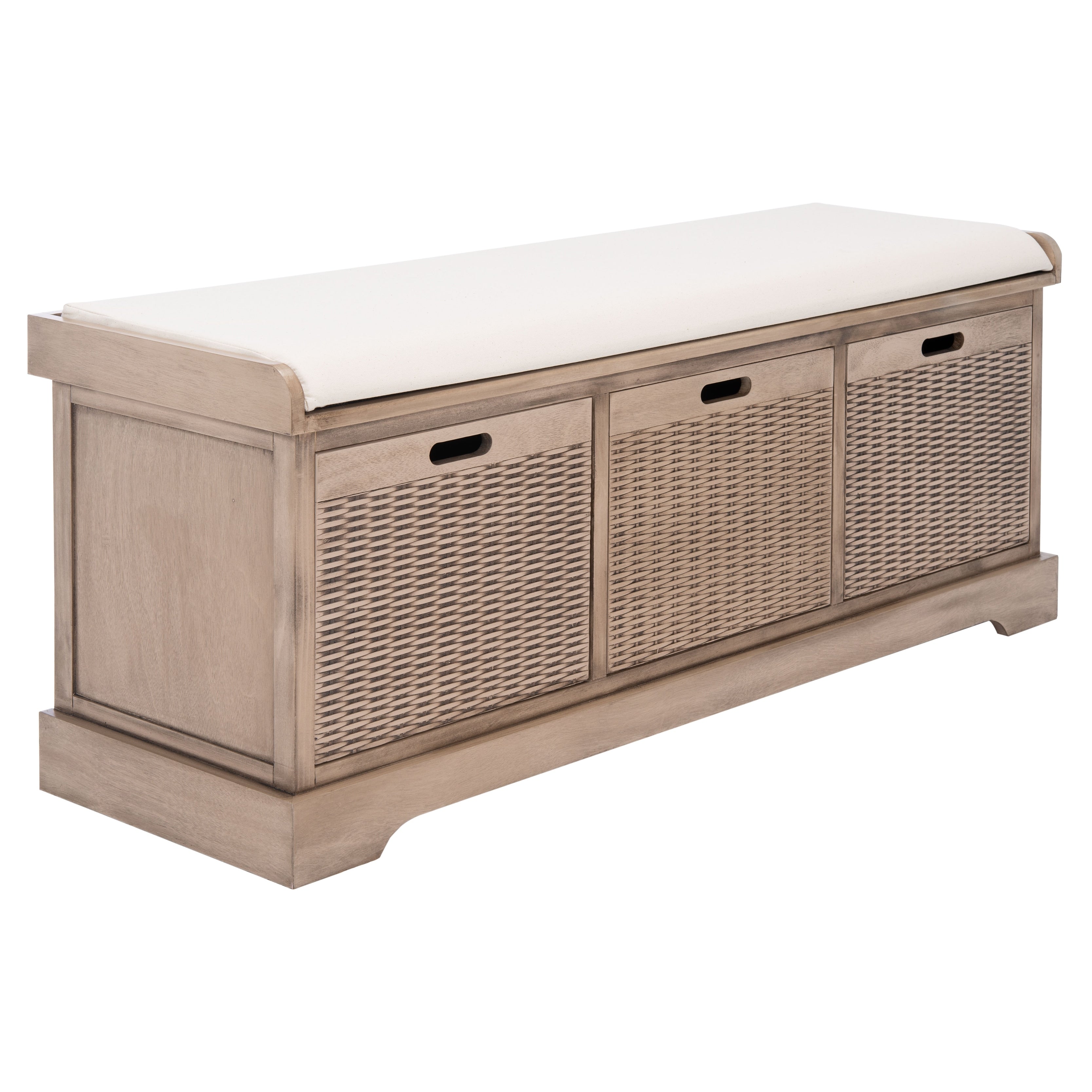 Banc de rangement à 3 tiroirs SAFAVIEH Fiorello avec coussins - 47,3 L x 15 L x 19 H - 47 L x 15 P x 19 H