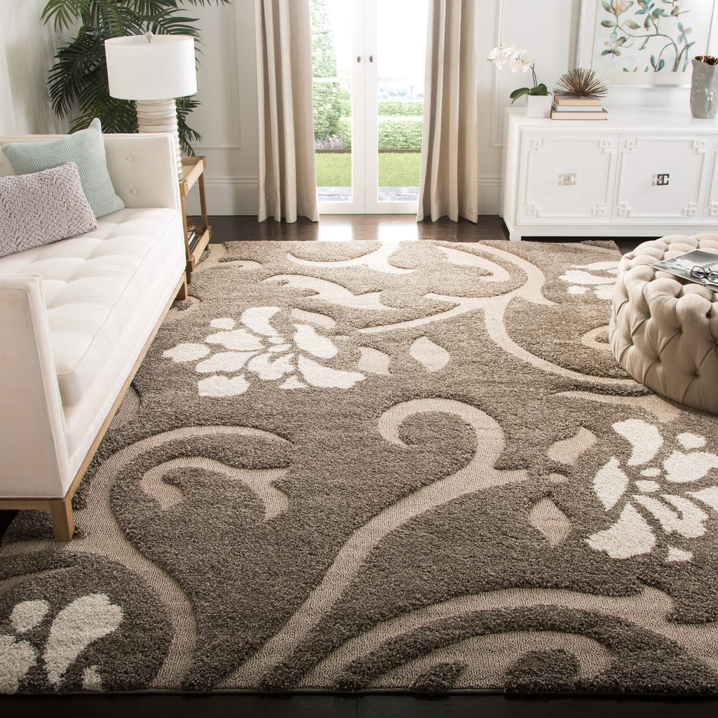 Tapis SAFAVIEH Florida Shag Ariette à motif floral et volutes, d'une épaisseur de 3 cm (1,2 pouce).