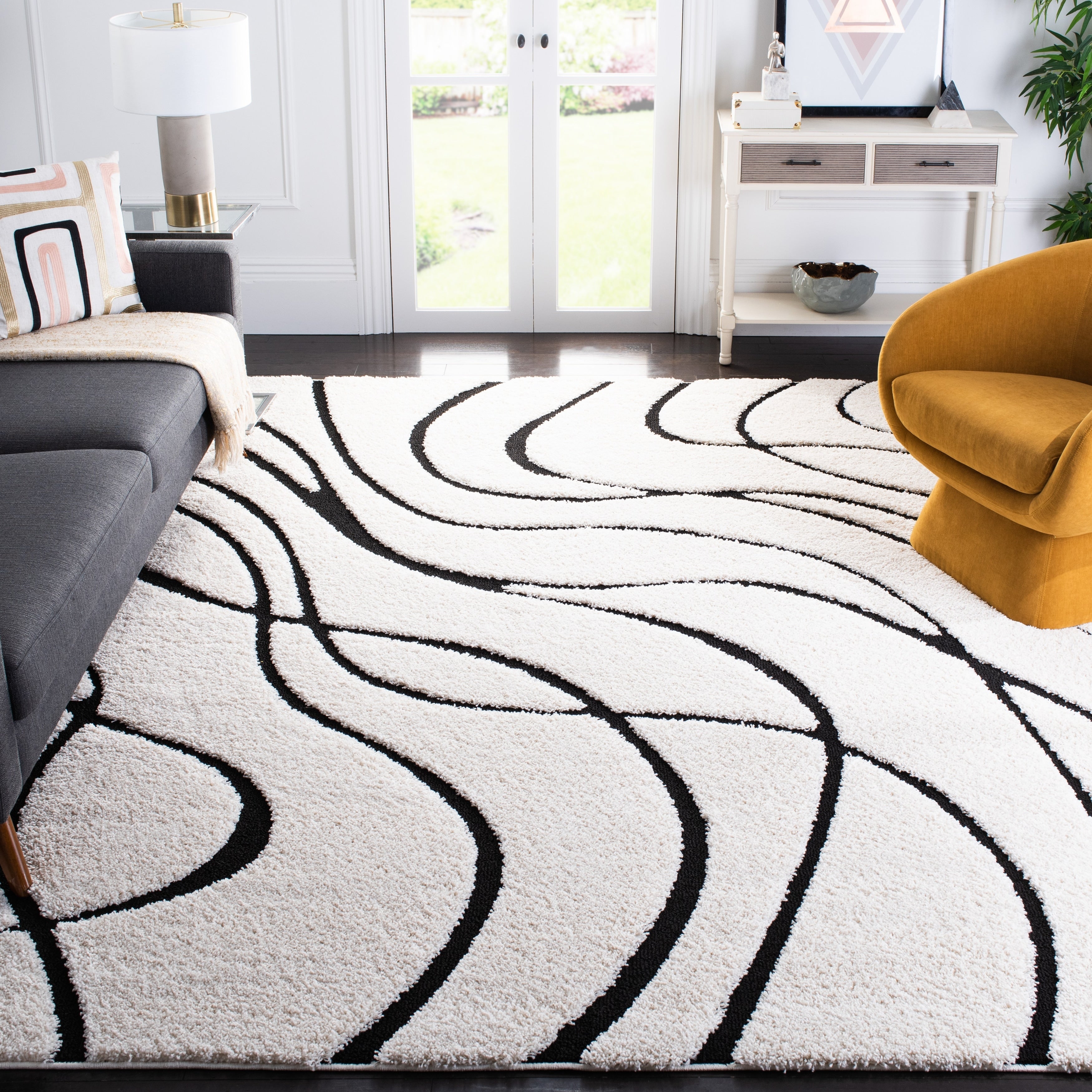 SAFAVIEH Florida Shag Staka Abstract Waves 1.2-inch Area Rug