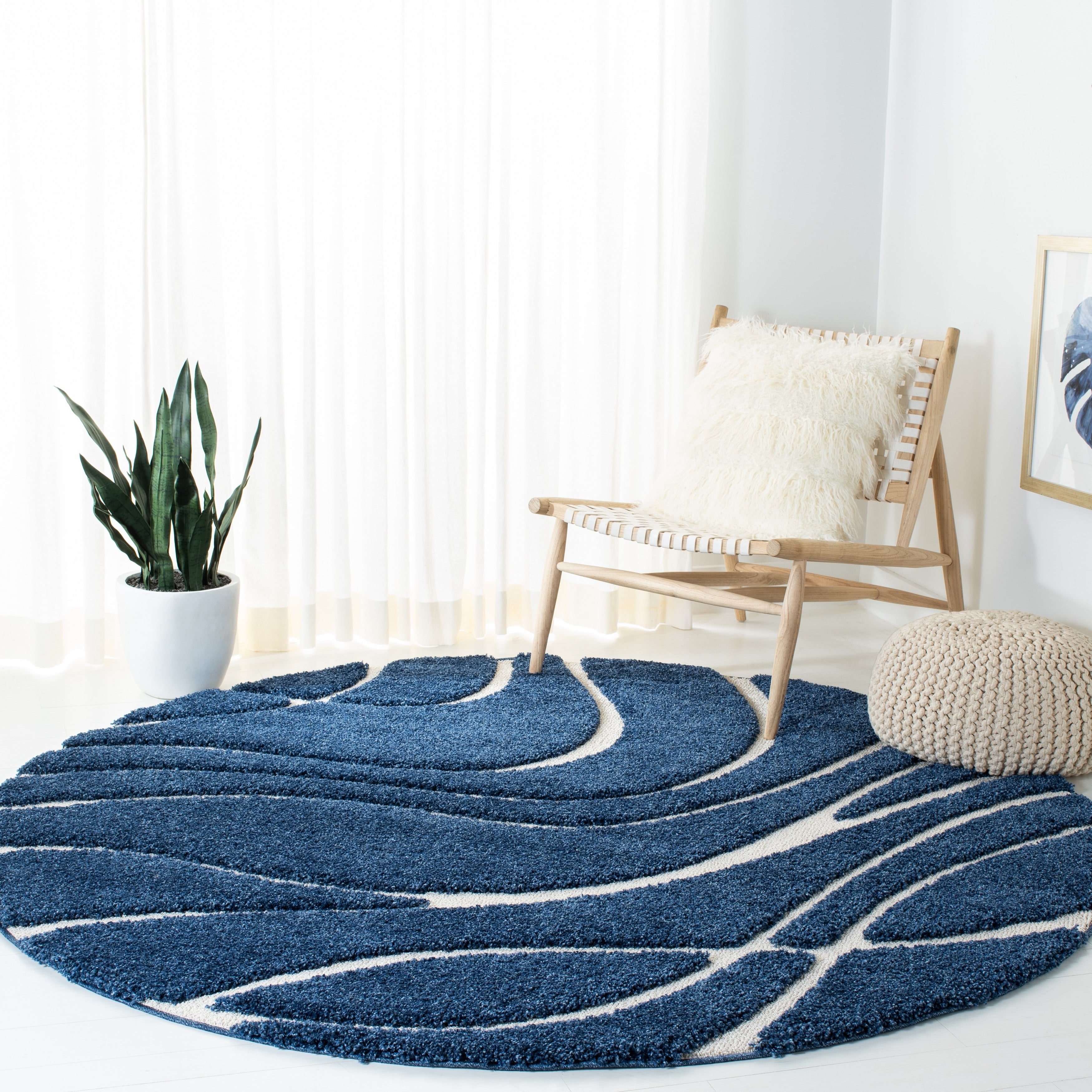 SAFAVIEH Florida Shag Staka Abstract Waves 1.2-inch Area Rug