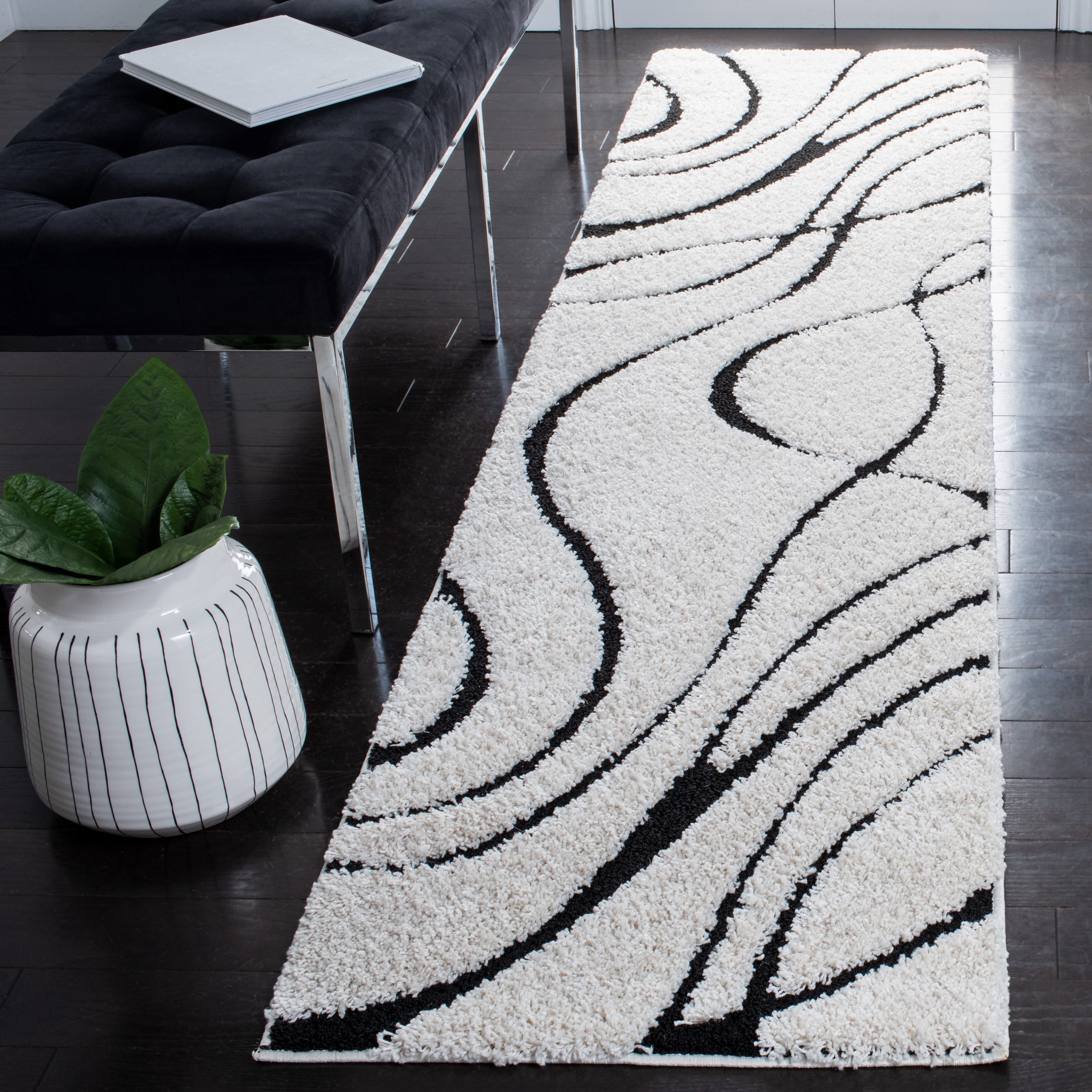 SAFAVIEH Florida Shag Staka Abstract Waves 1.2-inch Area Rug