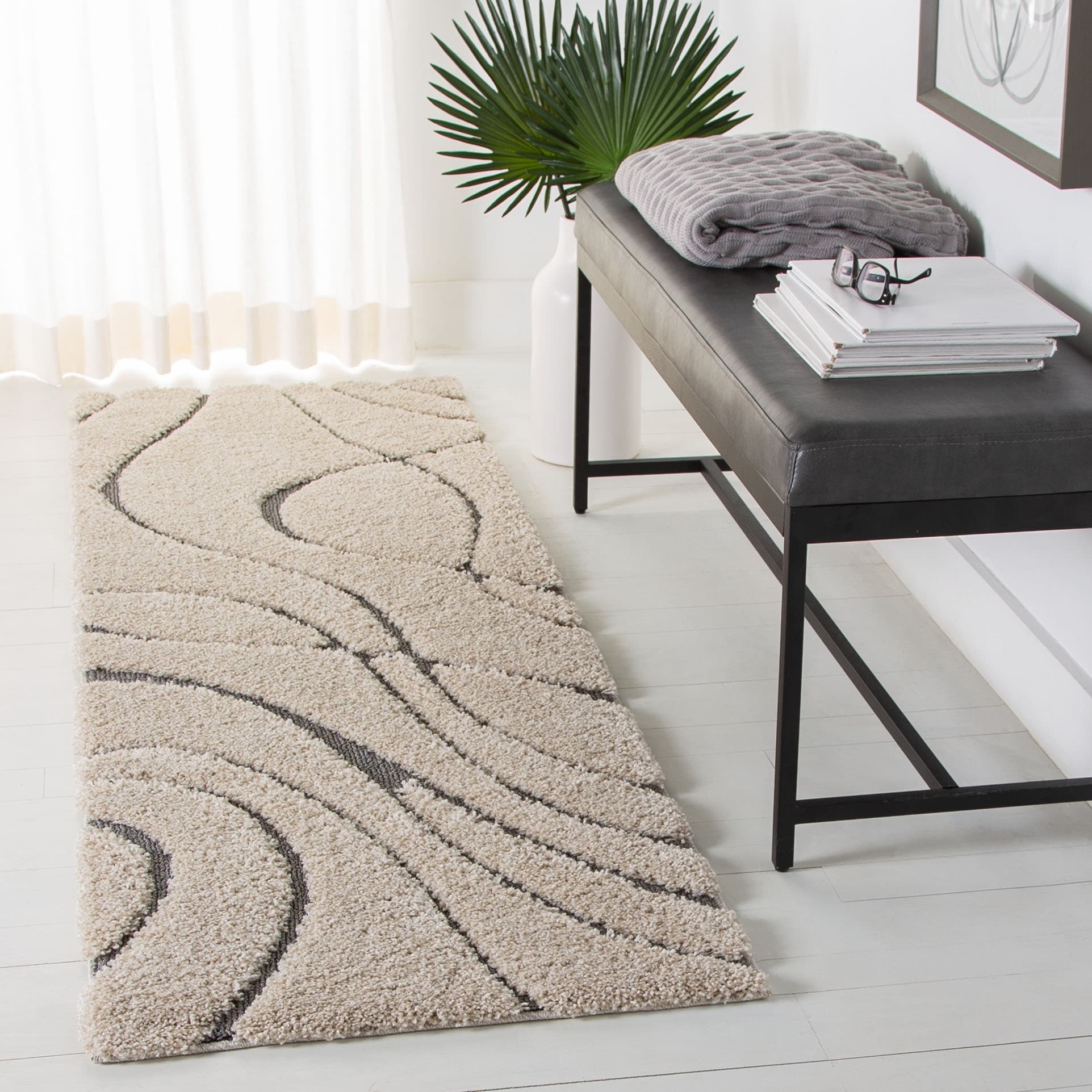SAFAVIEH Florida Shag Staka Abstract Waves 1.2-inch Area Rug