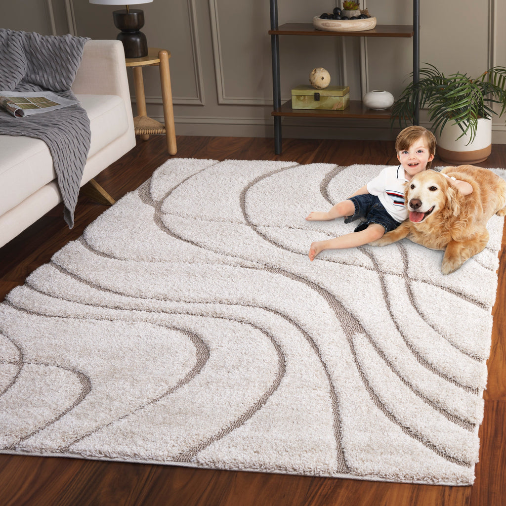 Tapis SAFAVIEH Florida Shag Staka Abstract Waves de 3 cm d'épaisseur
