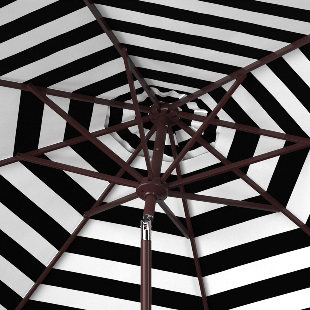Parasol d'extérieur à manivelle rayé SAFAVIEH Hadire Inside Out de 9 pieds