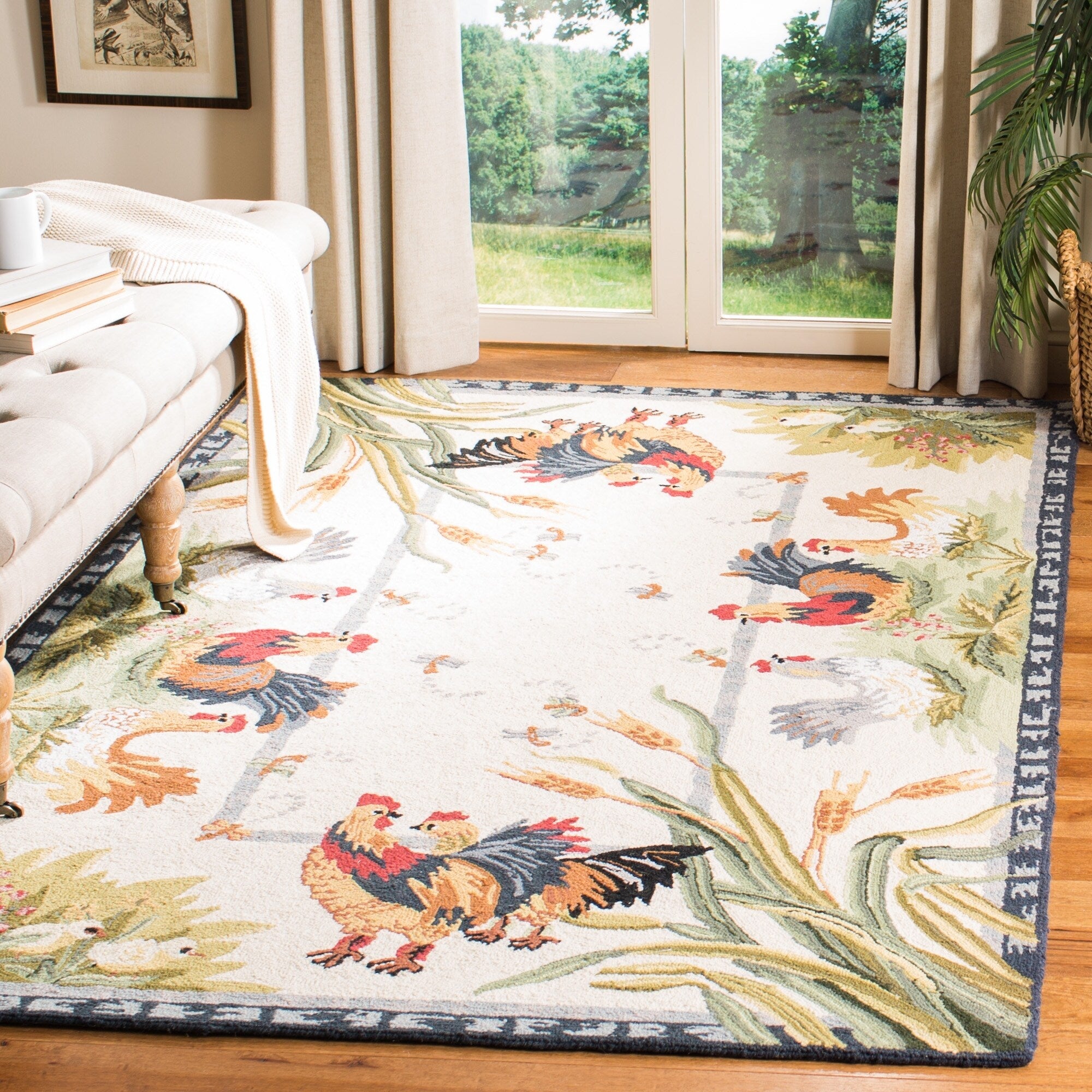 SAFAVIEH Handmade Chelsea Yauheniya French Country Rooster Wool Rug