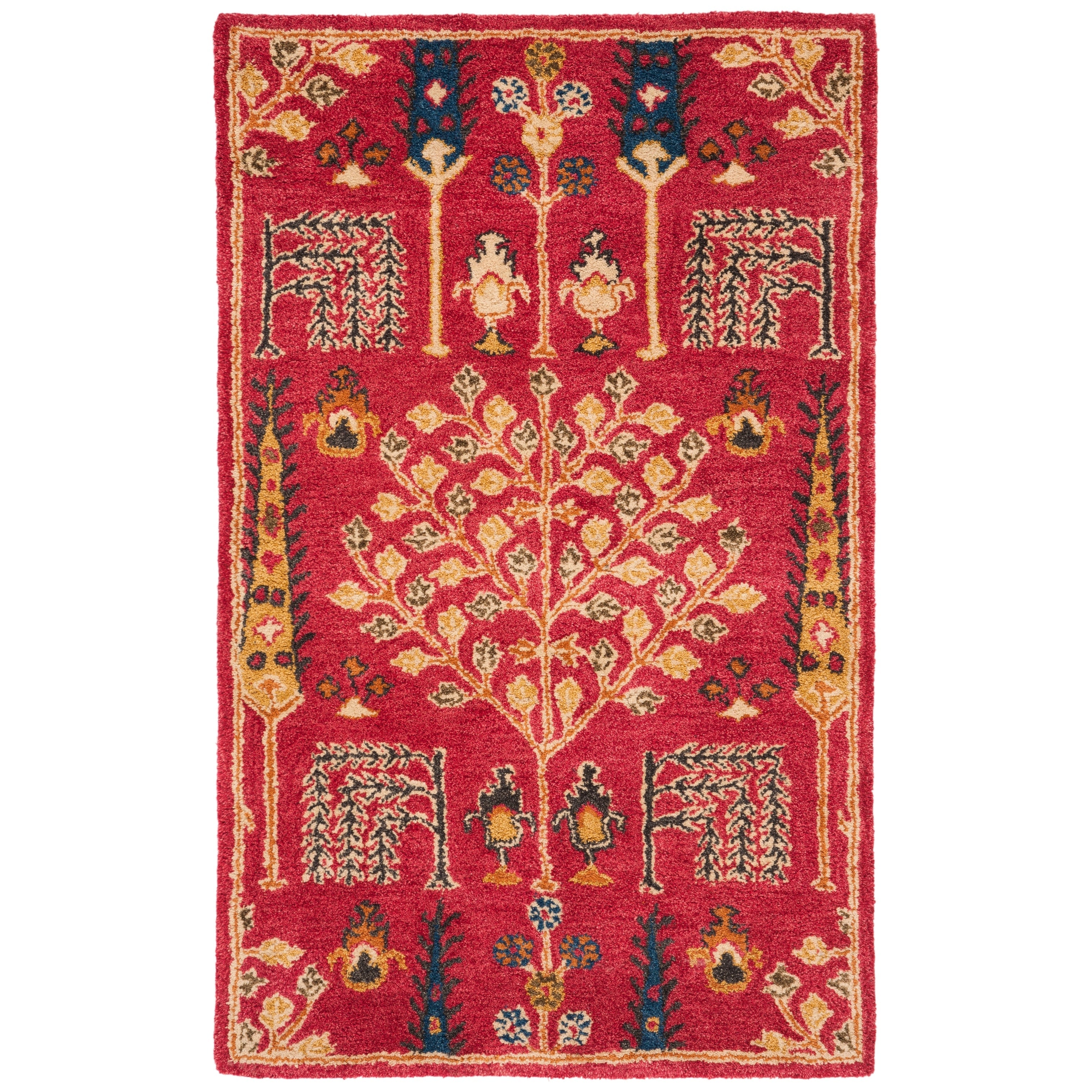 SAFAVIEH Handmade Heritage Picture Block Floral Traditional Oriental Wool Rug