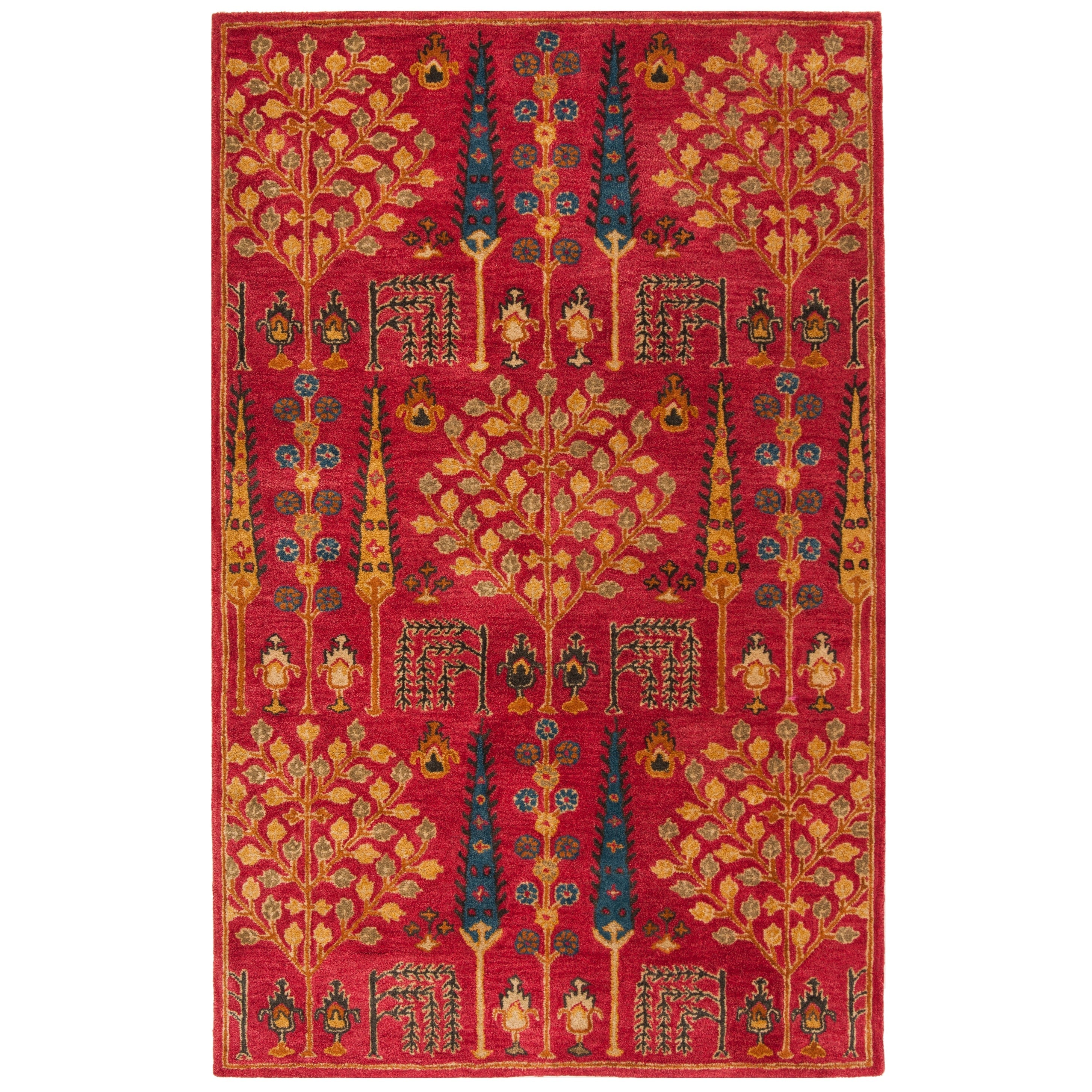 SAFAVIEH Handmade Heritage Picture Block Floral Traditional Oriental Wool Rug