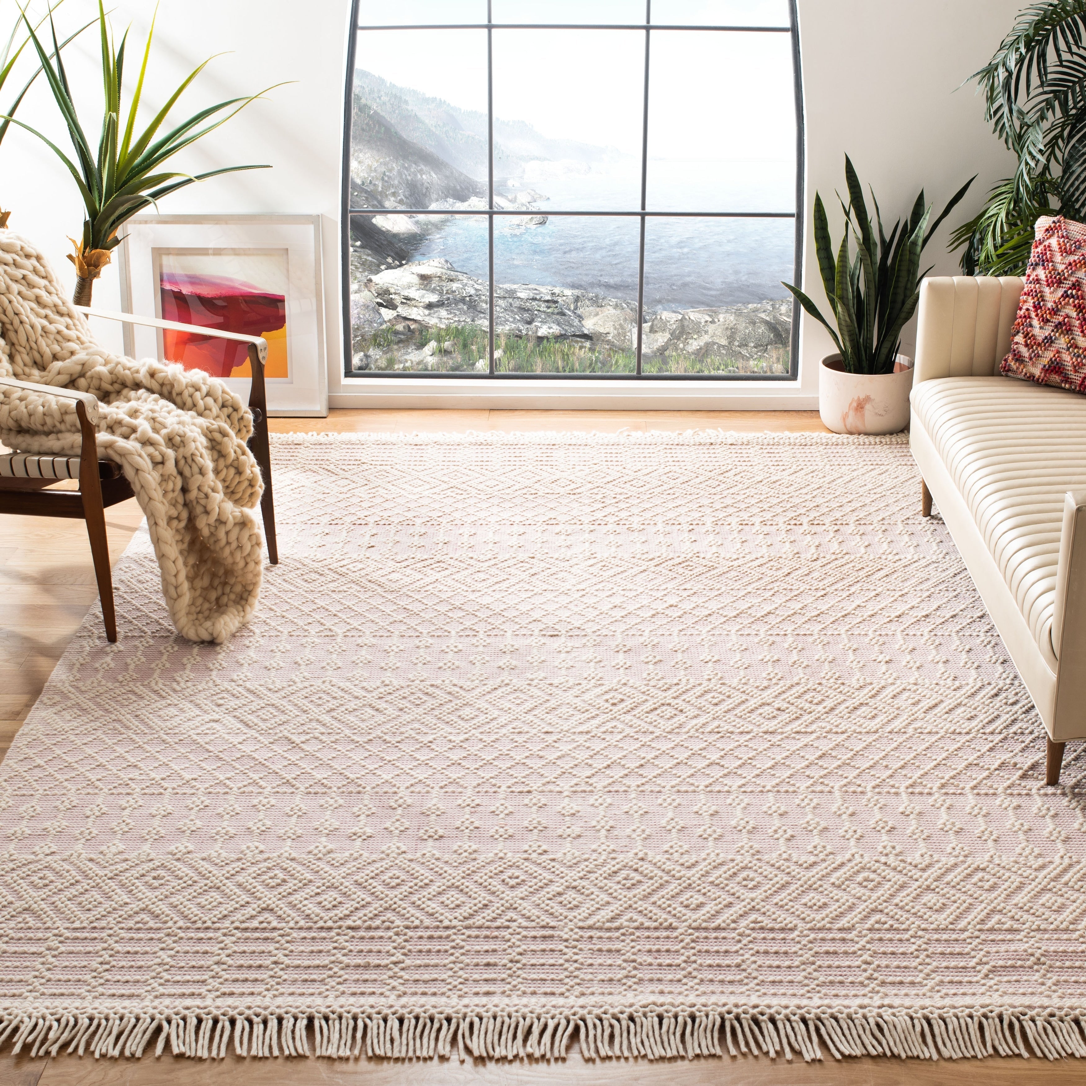 SAFAVIEH Handmade Natura Estel Wool Fringe Rug