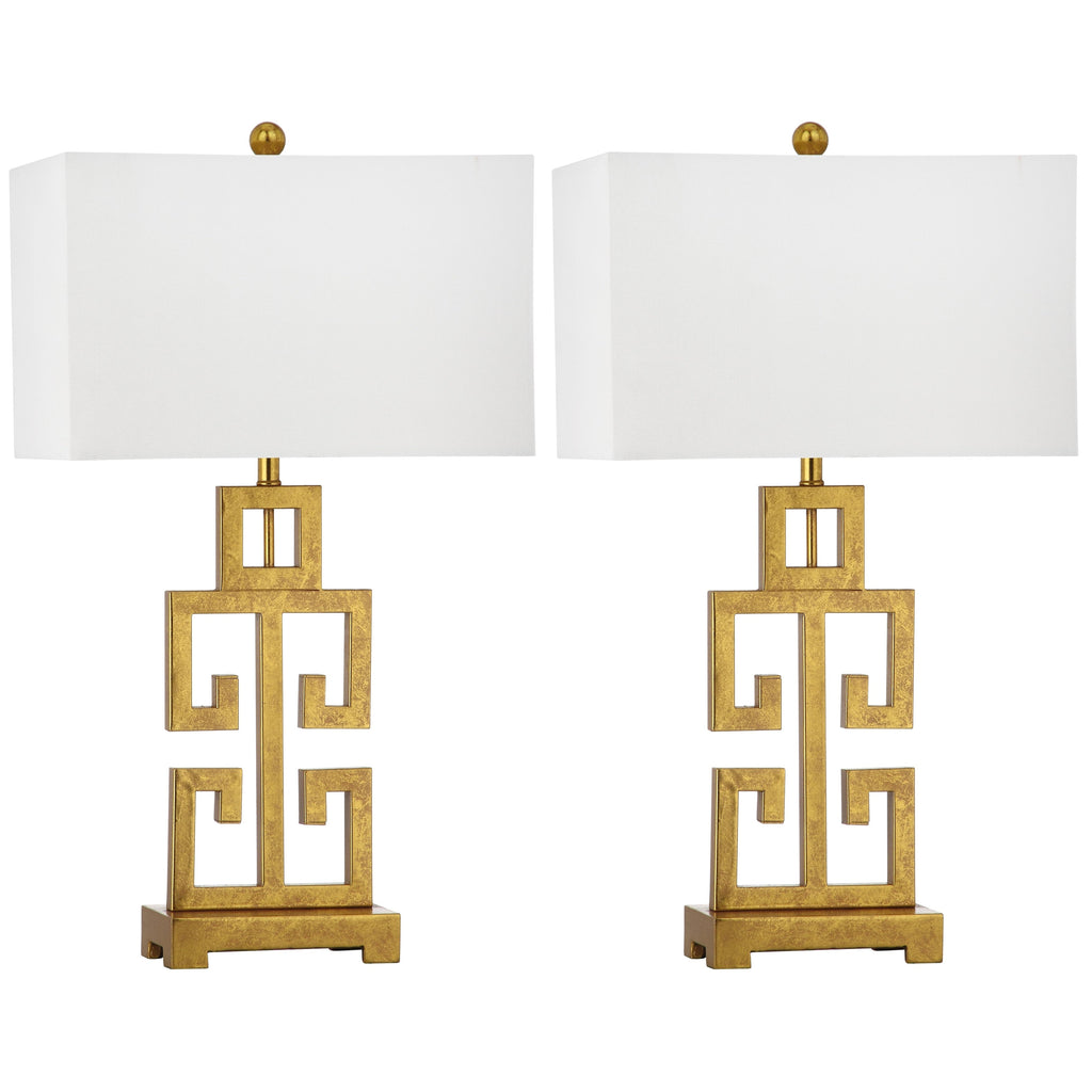 Lampe de table Chantelle de SAFAVIEH Lighting, 29 pouces, finition or antique grecque (lot de 2) - 16 L x 9 P x 29 H