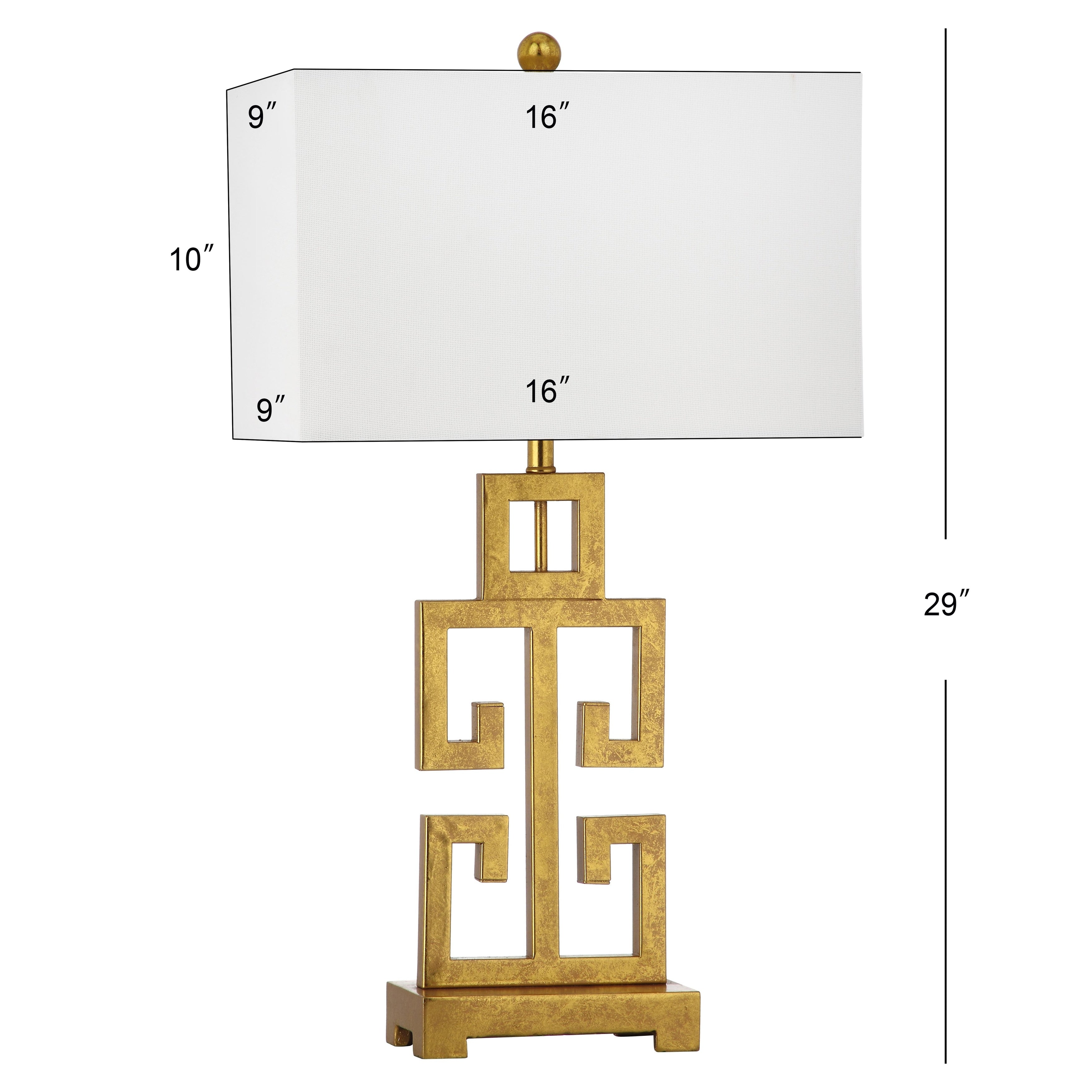 Lampe de table Chantelle de SAFAVIEH Lighting, 29 pouces, finition or antique grecque (lot de 2) - 16 L x 9 P x 29 H