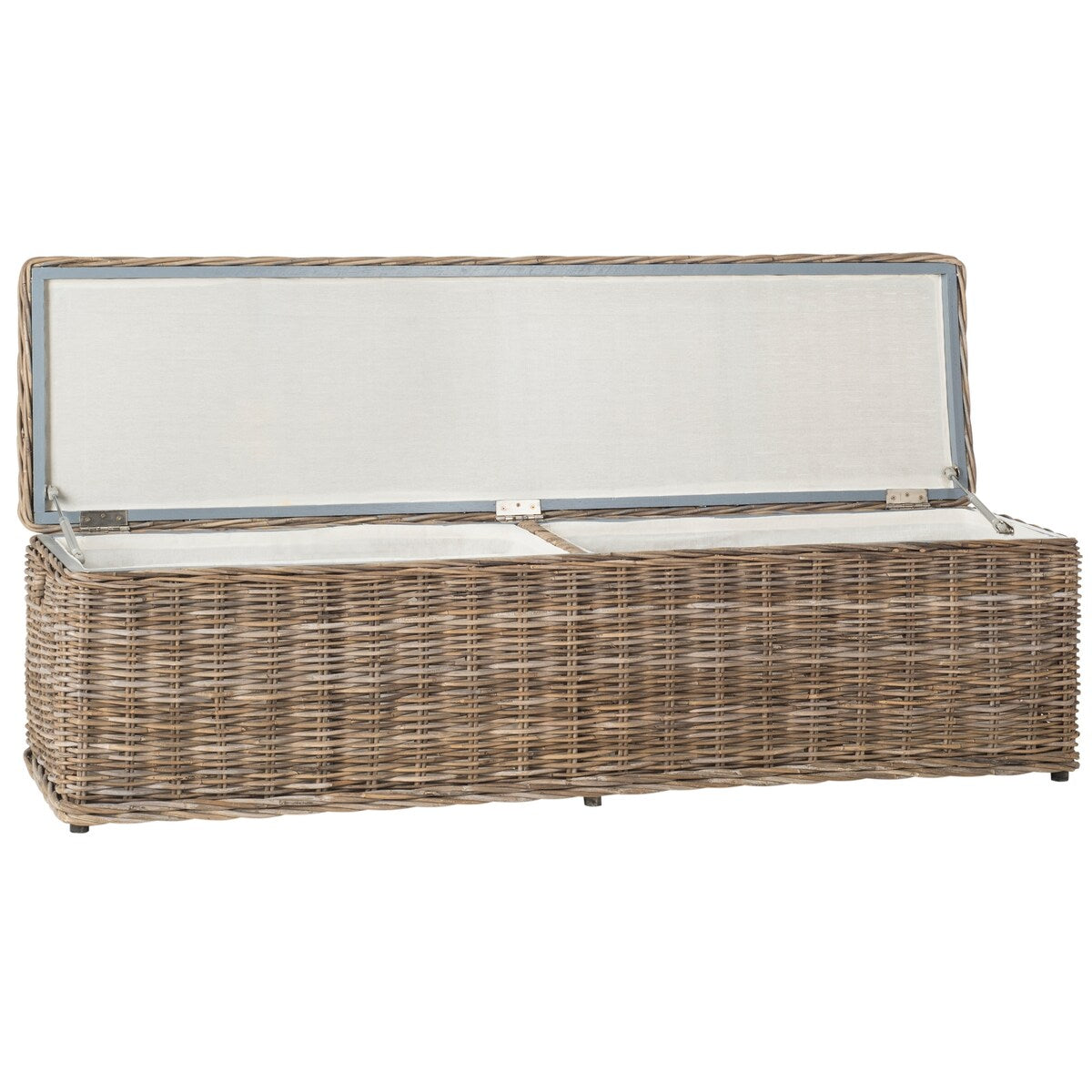 Coffre de rangement en rotin naturel gris Marcelien de SAFAVIEH - 63 x 18,1 x 18,7 - 63 L x 18 P x 19 H