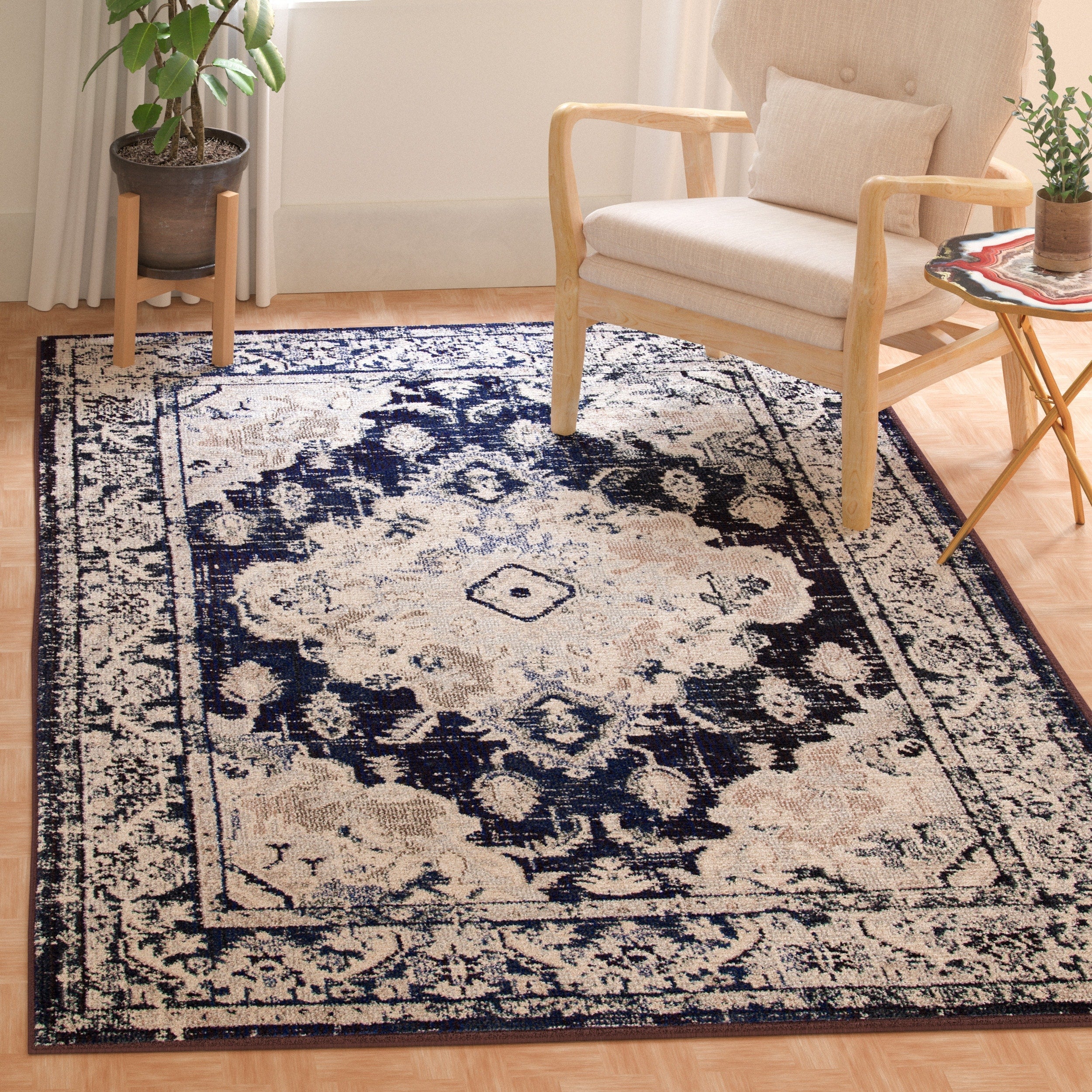 SAFAVIEH Monaco Oceane Boho Medallion Distressed Area Rug