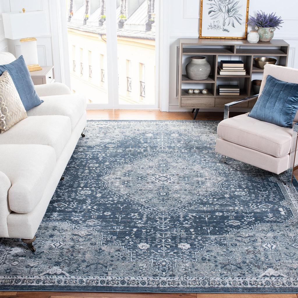 SAFAVIEH Oregon Hildegarde Traditional Oriental Navy/Ivory Rug