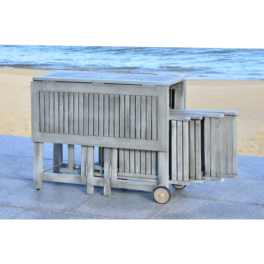 SAFAVIEH Outdoor Brandy 5-Piece Outdoor Dining Table Set - 43Wx35Dx29H