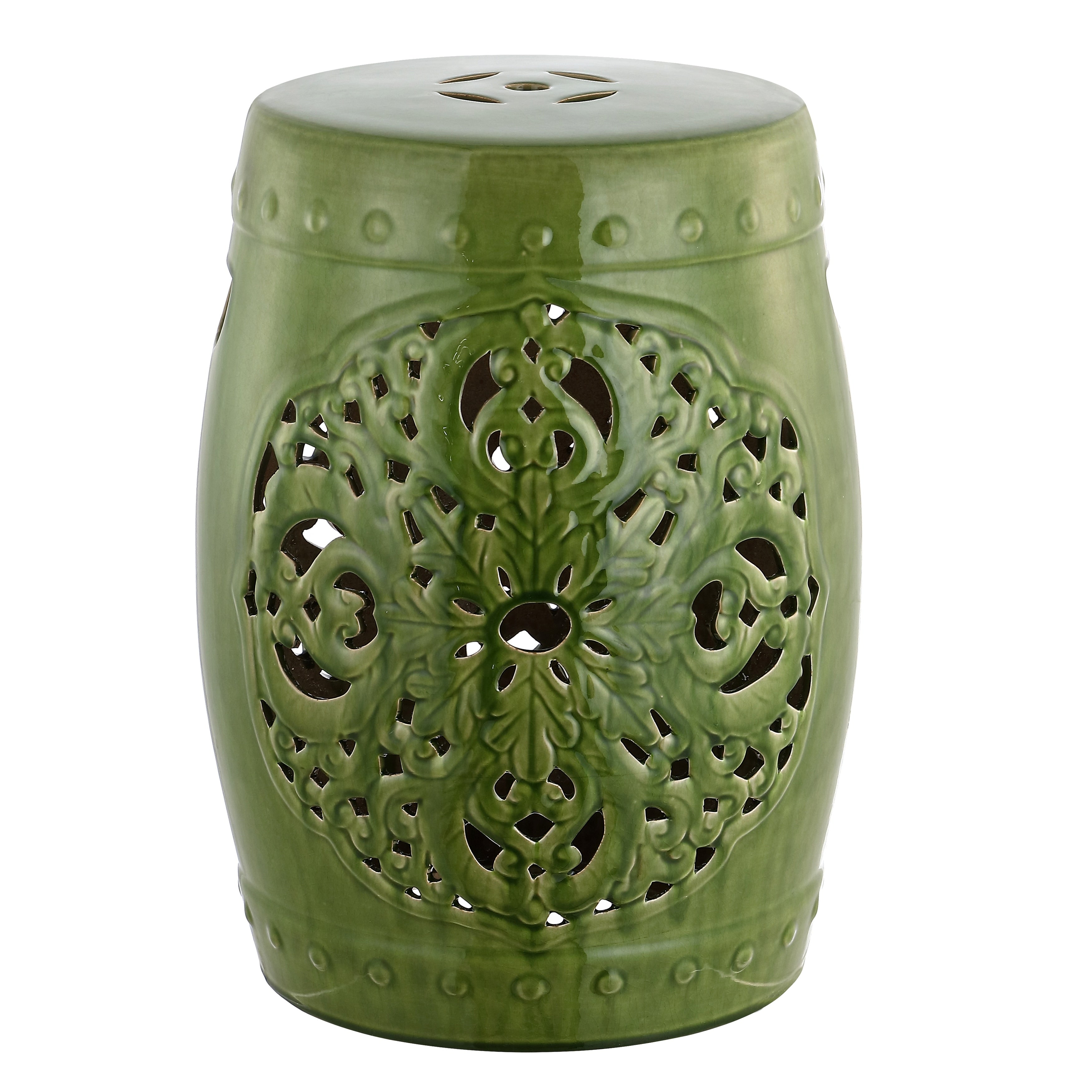 SAFAVIEH Sharareh Antique White Ceramic Decorative Garden Stool