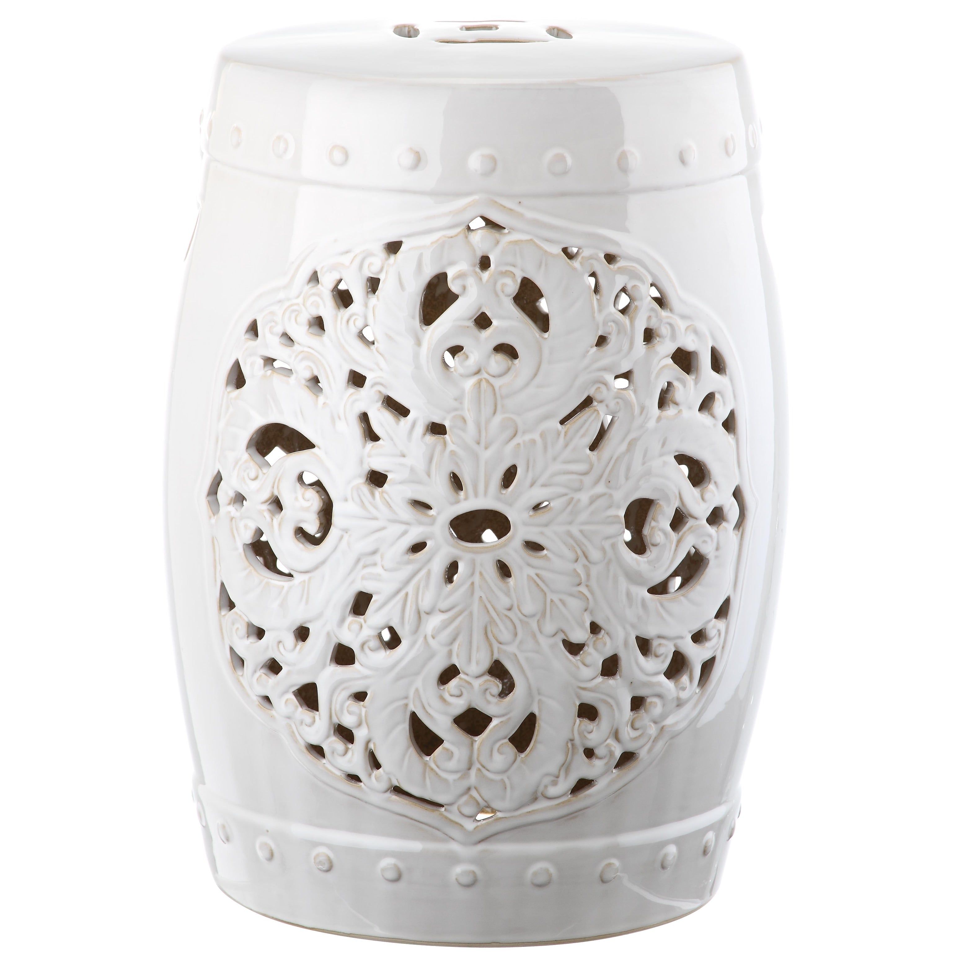 SAFAVIEH Sharareh Antique White Ceramic Decorative Garden Stool