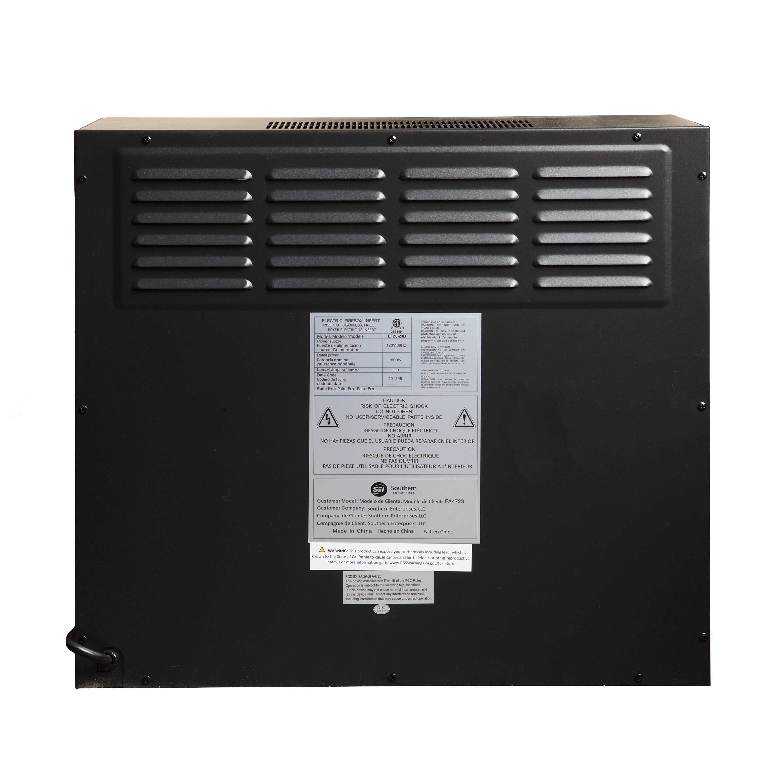 Foyer électrique encastrable SEI Furniture 23 Base avec télécommande