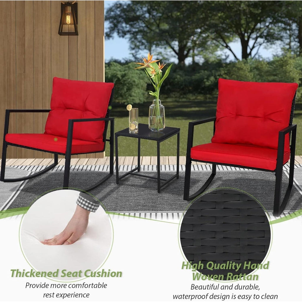 Ensemble bistrot à bascule d'extérieur en métal noir SUNCROWN 3 pièces