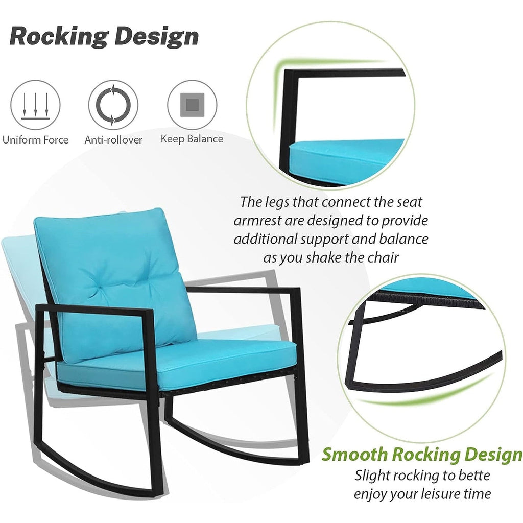 Ensemble bistrot à bascule d'extérieur en métal noir SUNCROWN 3 pièces