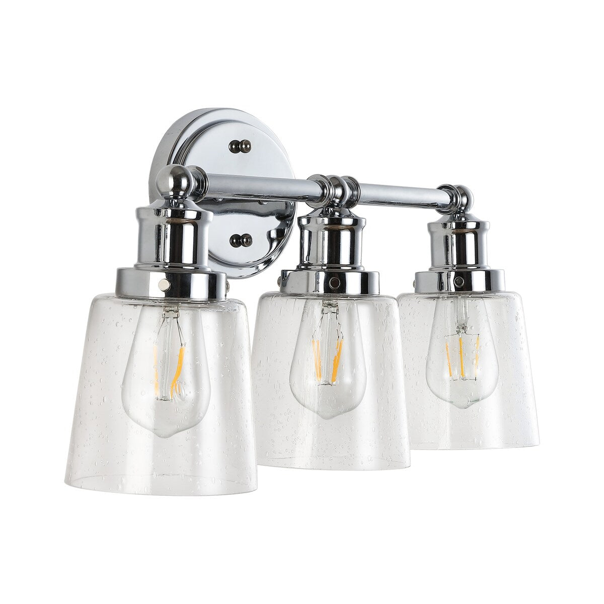 Sandrine 3-Light Iron/Seeded Glass Classic Cottage LED Vanity Light, by JONATHAN Y
