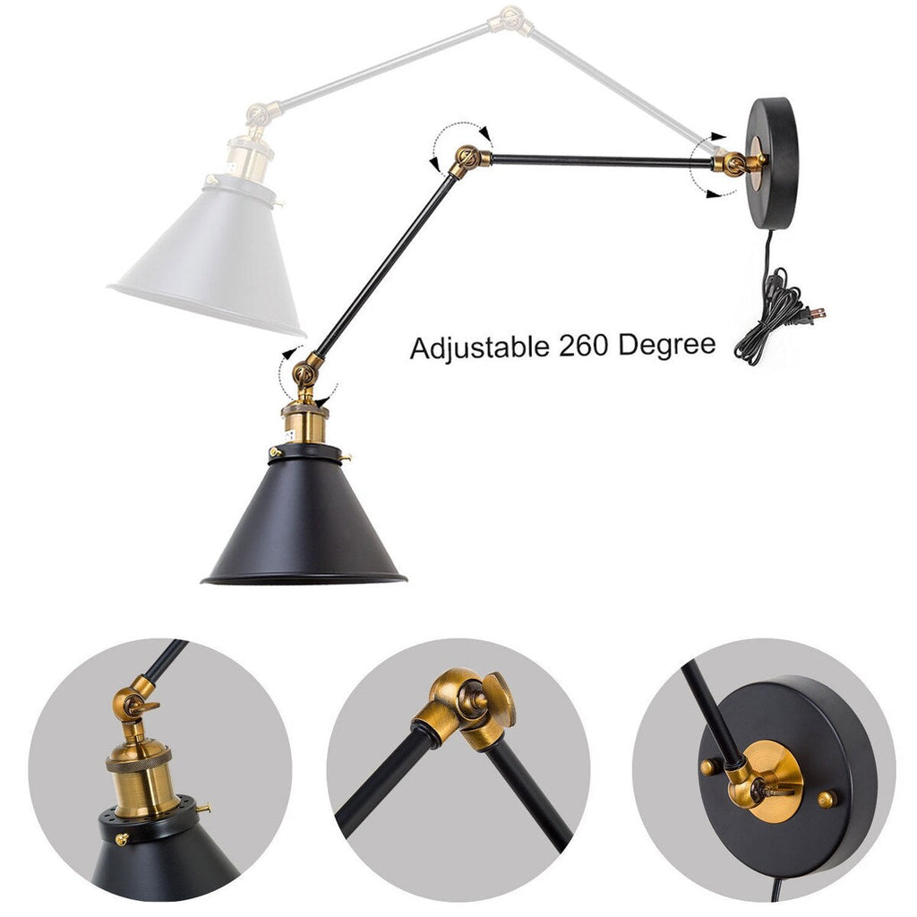 Ensemble de 2 appliques murales modernes à bras pivotant réglables Malryn, à brancher ou à brancher