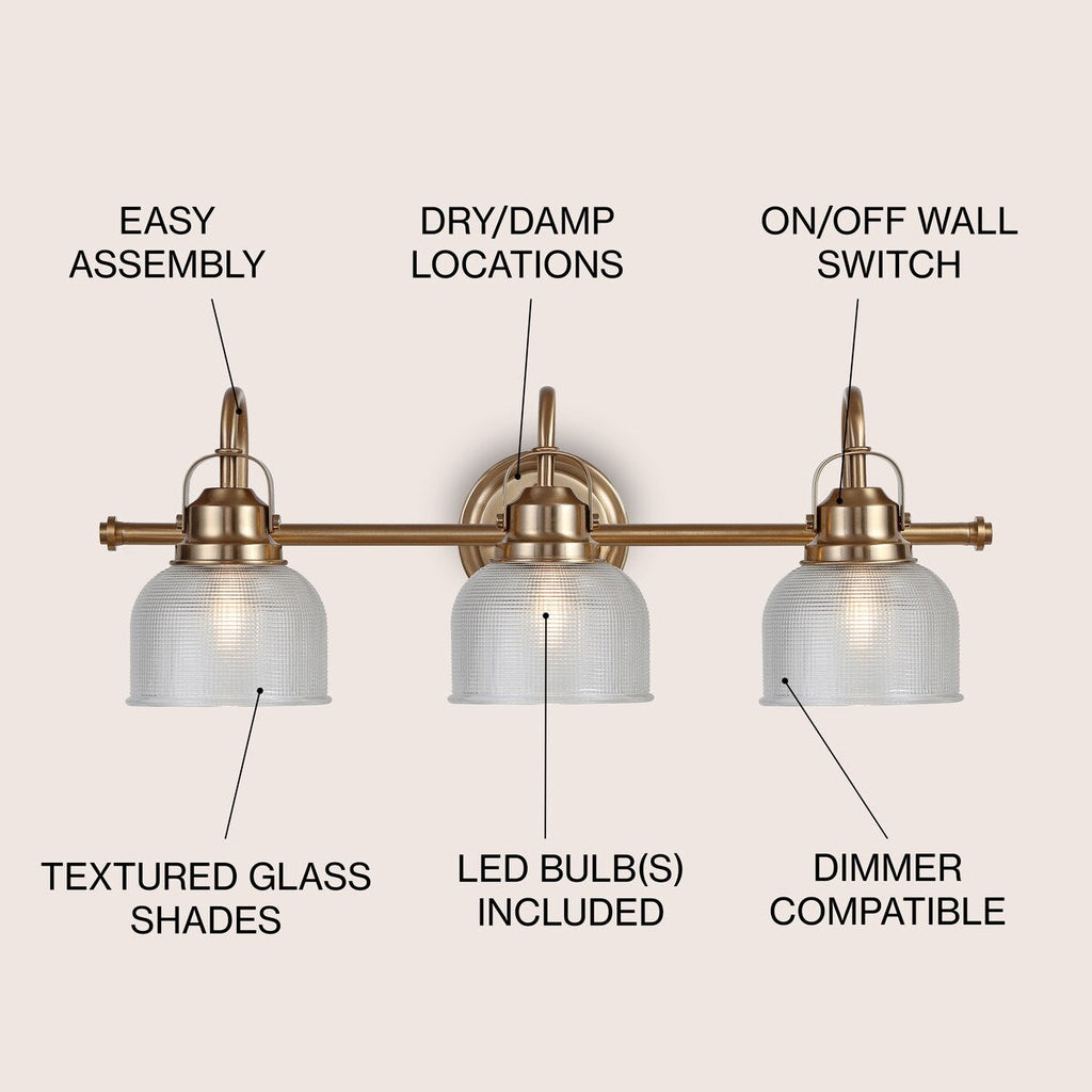 Shirley Metal/Glass LED Vanity Light, by JONATHAN Y
