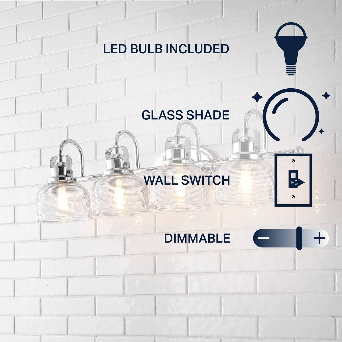 Shirley Metal/Glass LED Vanity Light, by JONATHAN Y