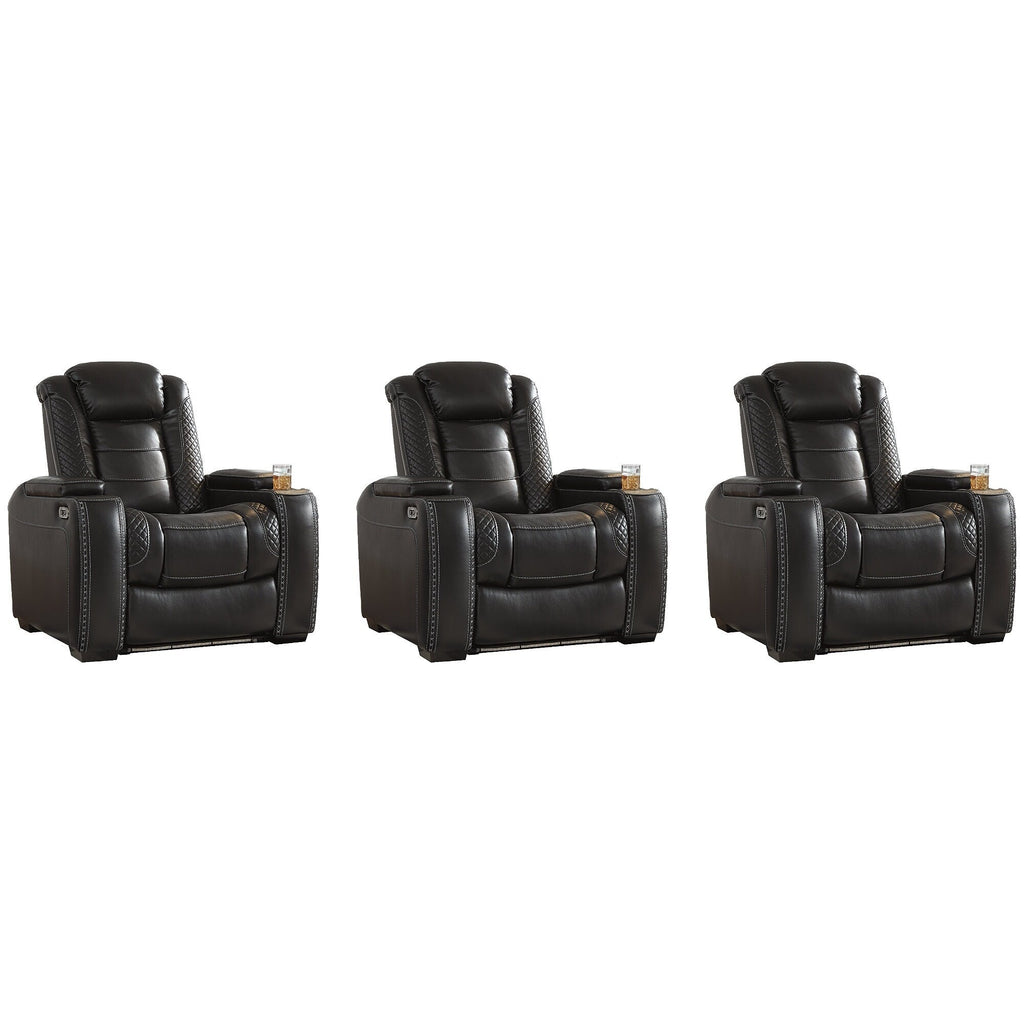 Signature Design by Ashley Party Time Black 3-Piece Home Theater Seating