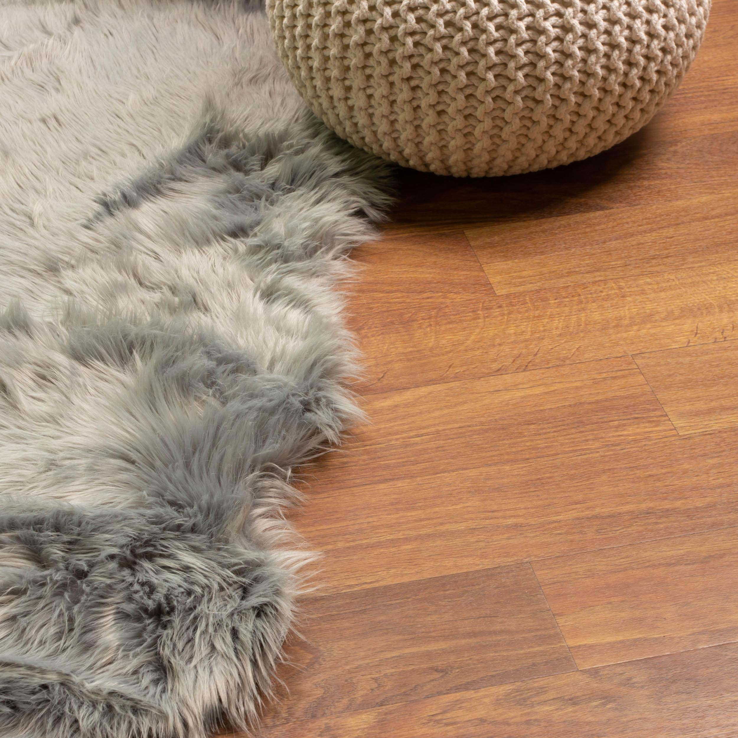 Silver Orchid Parrott Faux Fur Sheepskin Area Rug