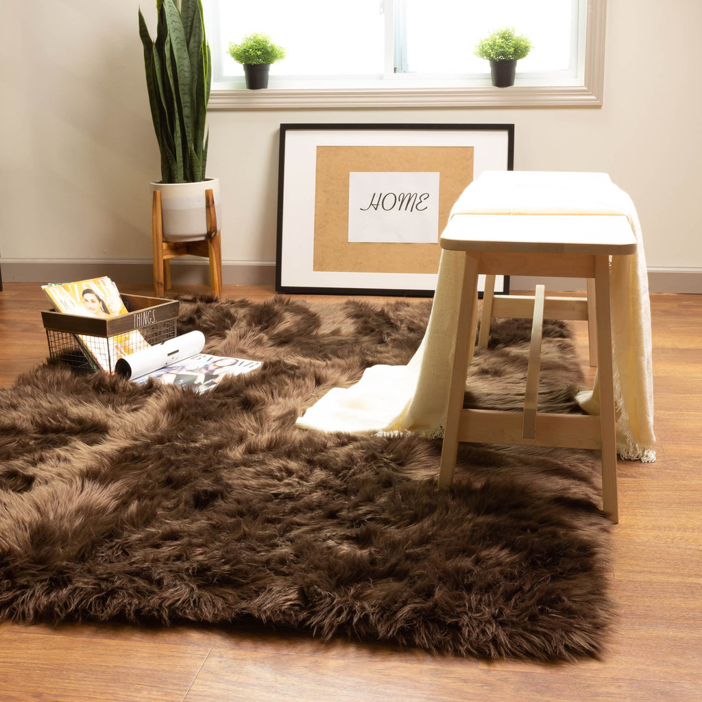Silver Orchid Parrott Faux Fur Sheepskin Area Rug