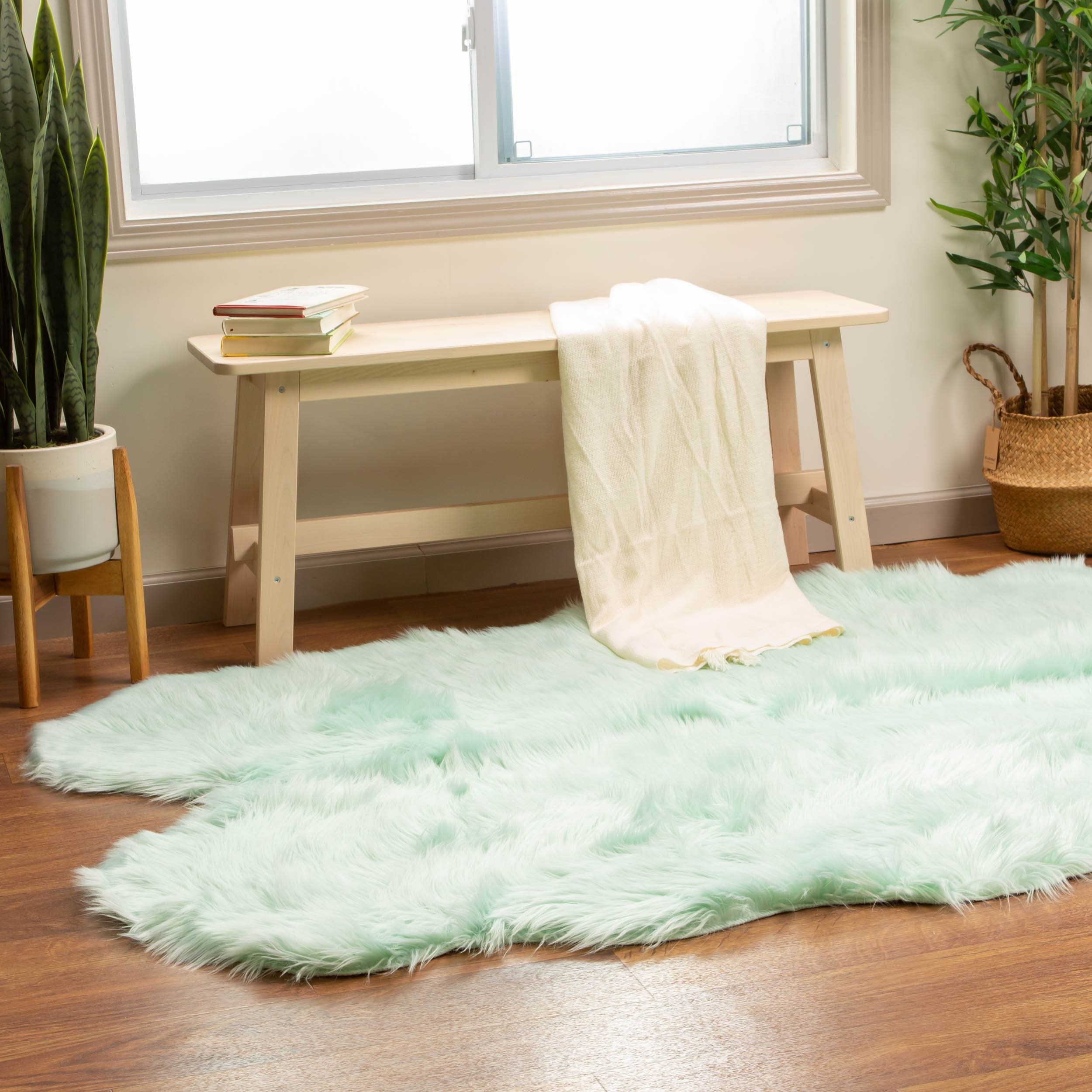 Silver Orchid Parrott Faux Fur Sheepskin Area Rug
