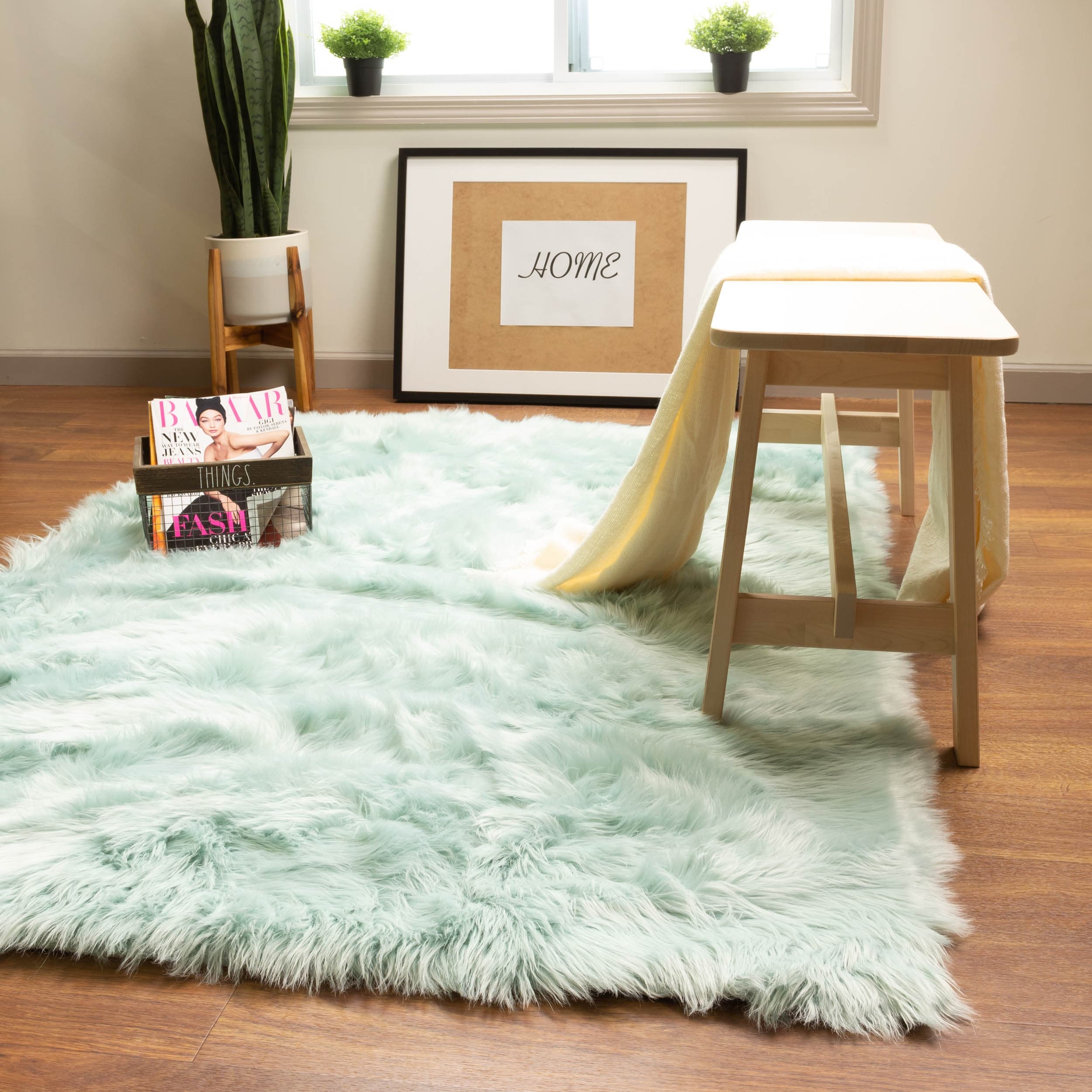 Silver Orchid Parrott Faux Fur Sheepskin Area Rug