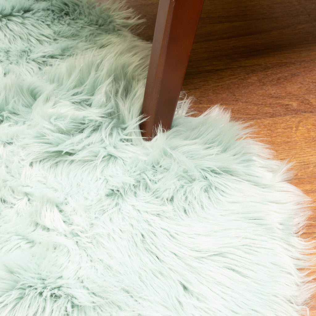 Silver Orchid Parrott Faux Fur Sheepskin Area Rug