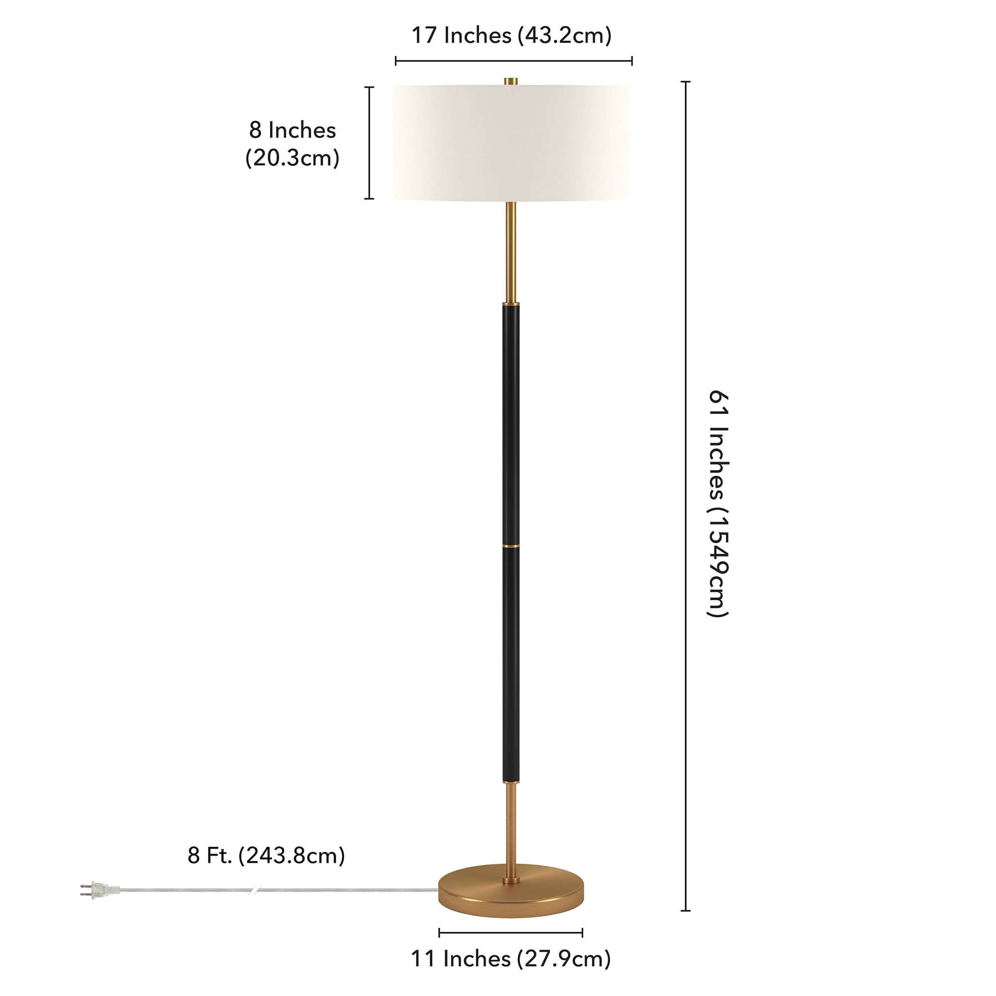 Simone 2-Light Floor Lamp with Fabric Shade