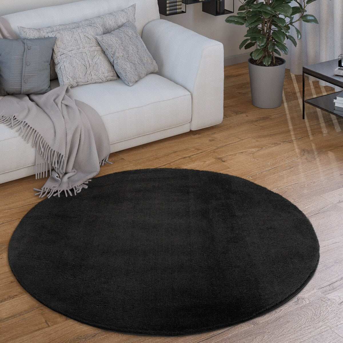 Soft Washable Area Rug with Anti-Slip Backing in solid Colors
