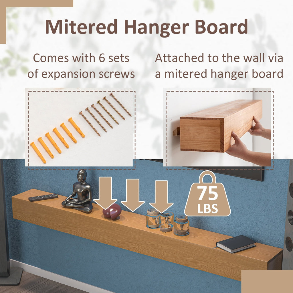 Étagère flottante murale pour manteau de cheminée en pin massif