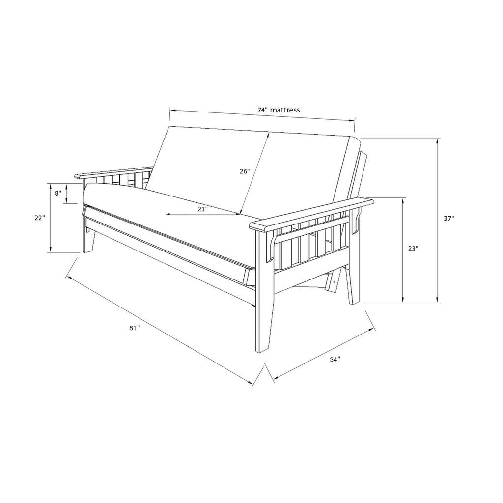 Ensemble futon rustique Somette Tucson pleine grandeur en noyer avec matelas