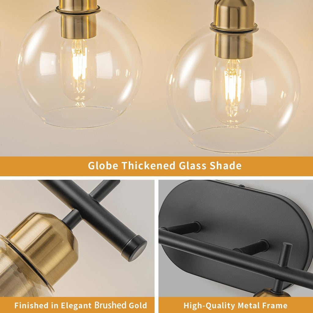 Starsky 4-Lights Modern Dimmable Bathroom Vanity Light with Globe Glass Shade
