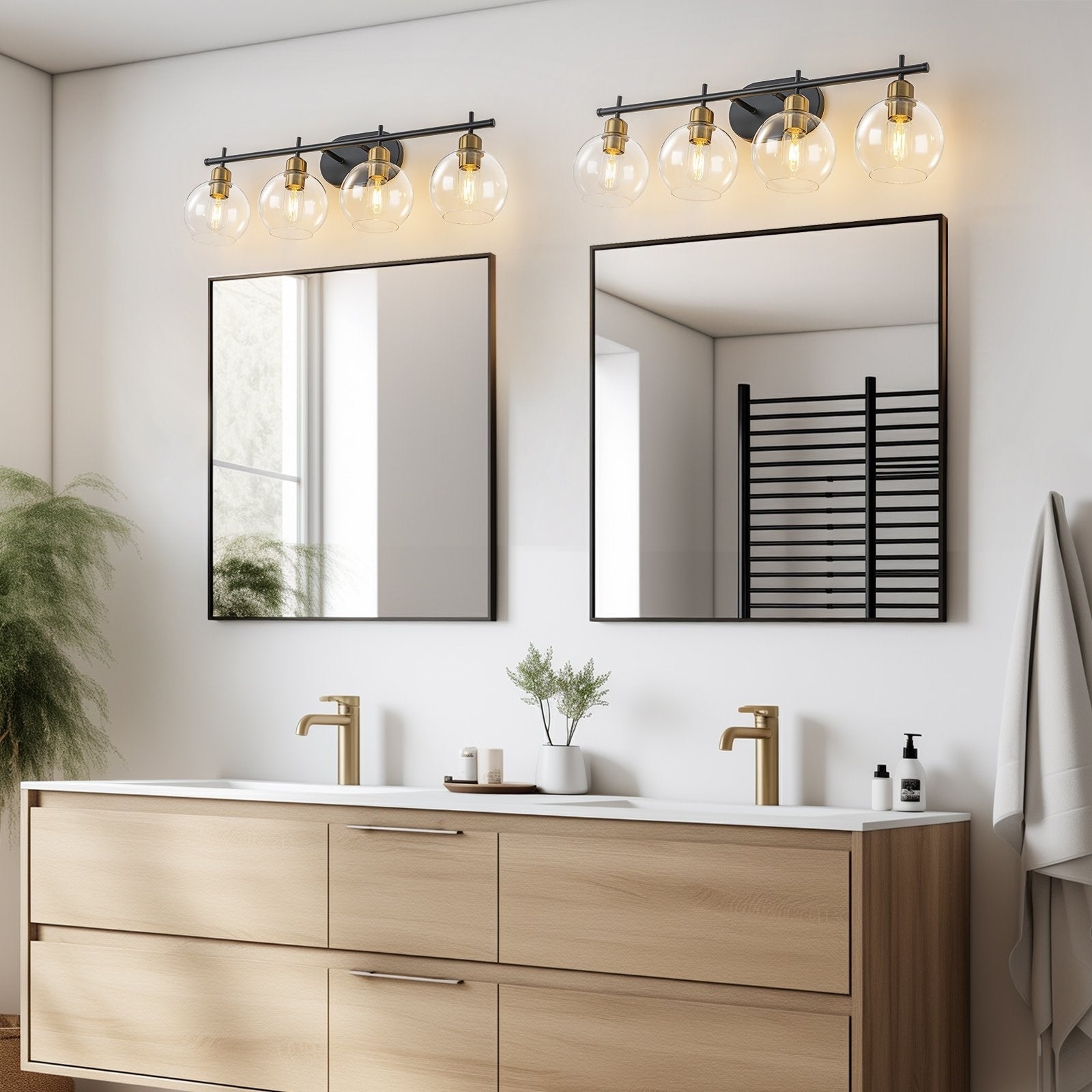 Starsky 4-Lights Modern Dimmable Bathroom Vanity Light with Globe Glass Shade