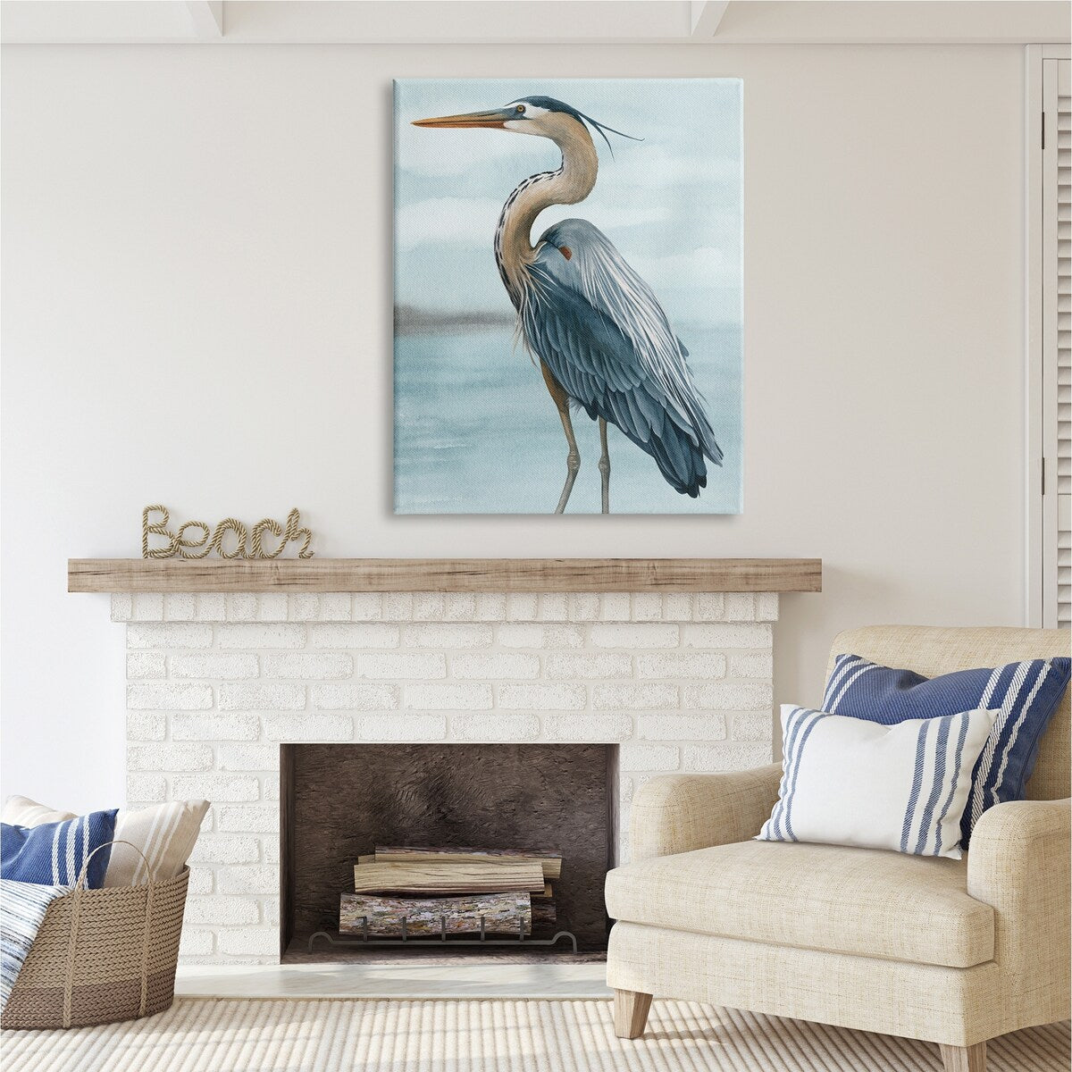 Stupell Heron Bird on Beach Canvas Wall Art Design by Grace Popp