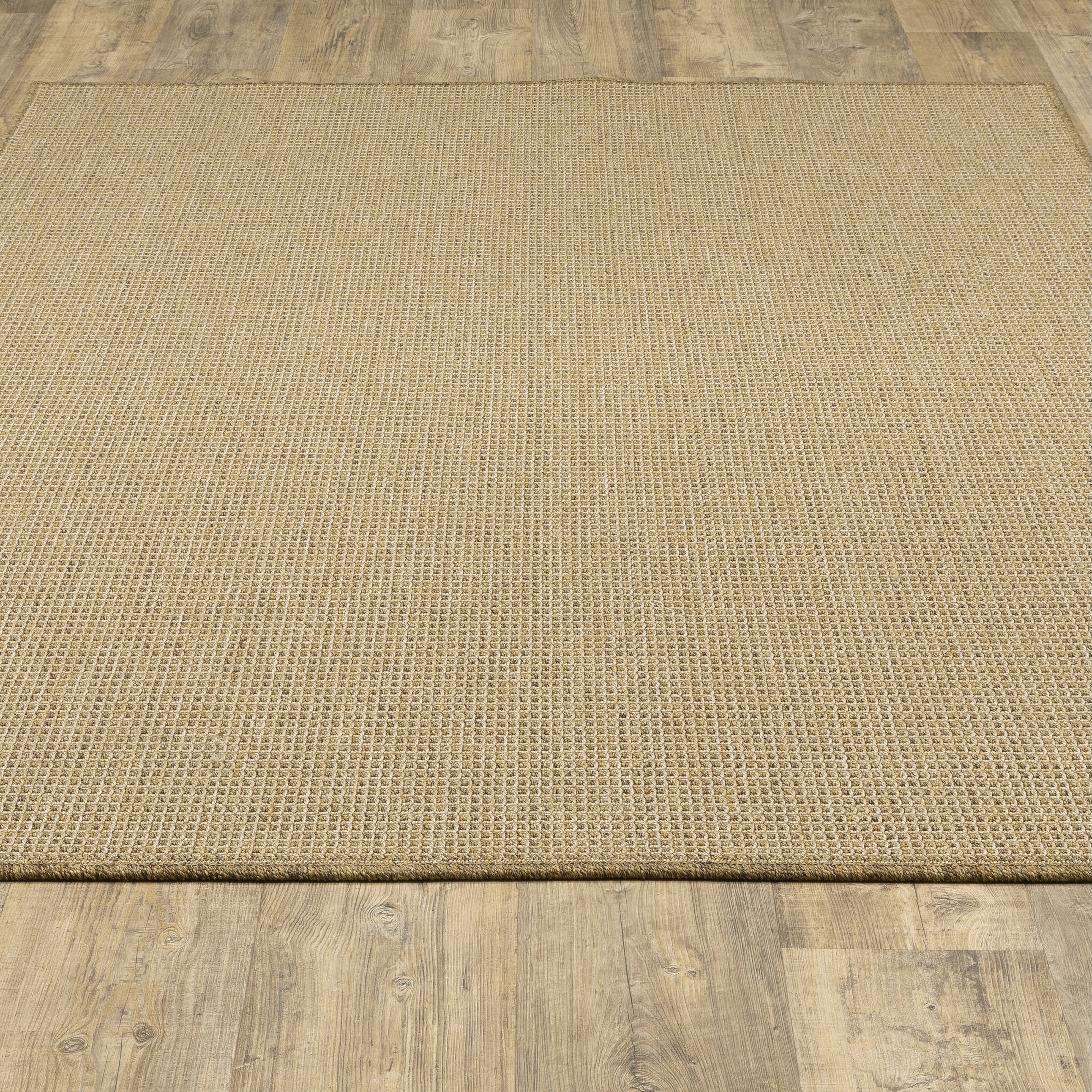 Style Haven Veranda Light Brown Solid Textured Indoor-Outdoor Area Rug