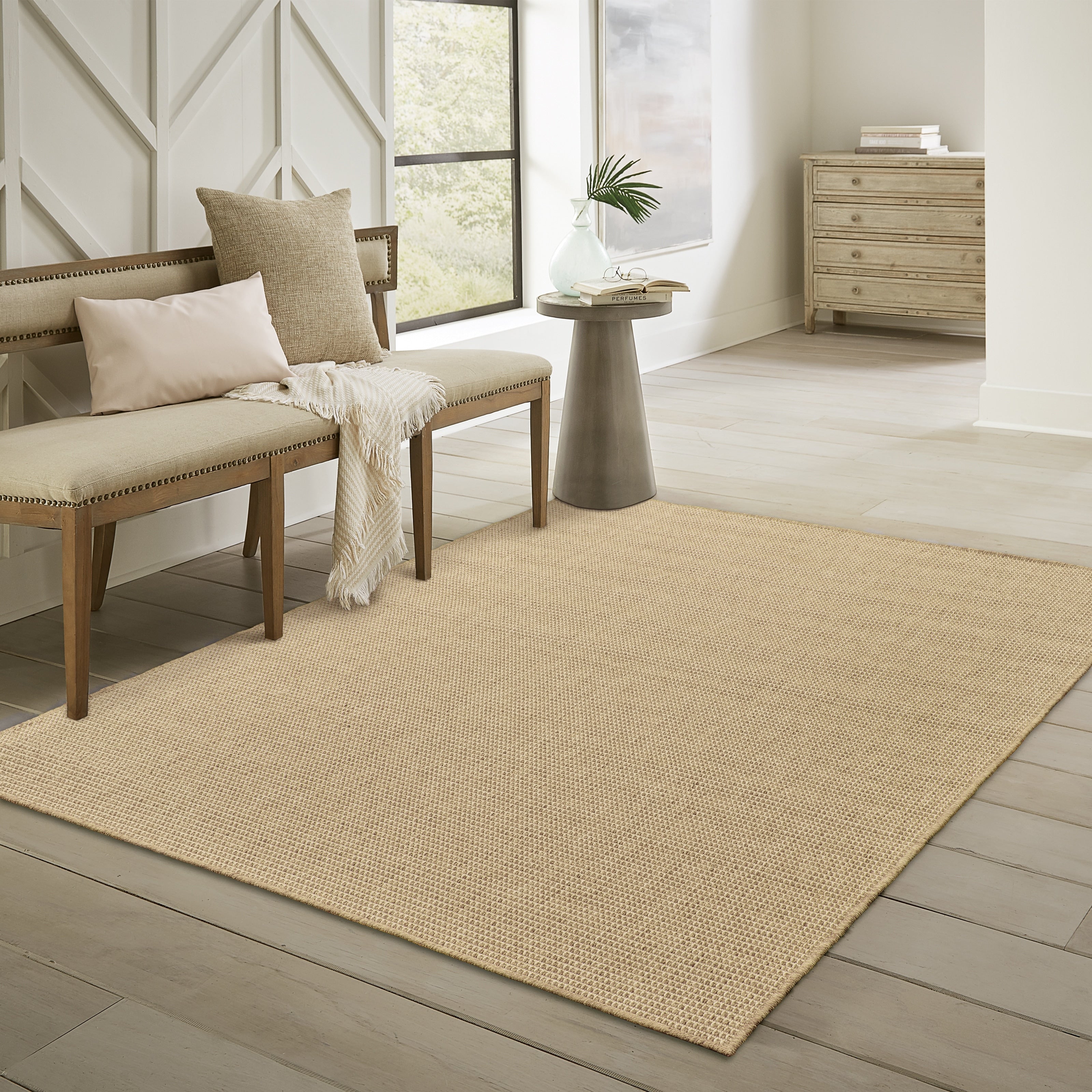 Style Haven Veranda Light Brown Solid Textured Indoor-Outdoor Area Rug